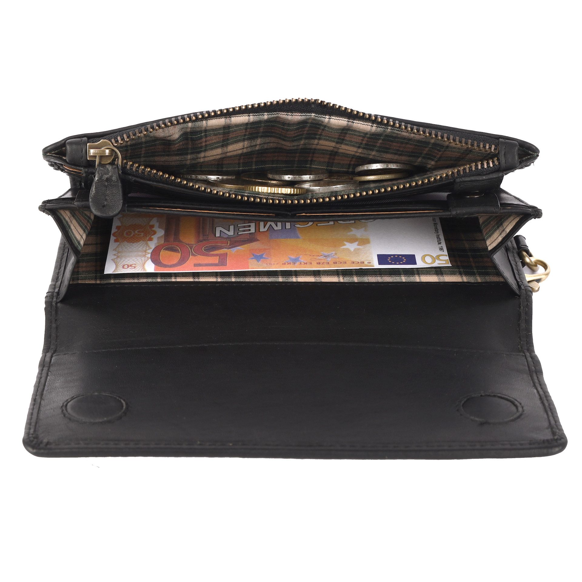 Benthill Geldbörse Damen Echt Leder Portemonnaie Groß RFID Vintage Geldbeutel XXL, RFID-Schutz Kartenfächer Münzfach Reißverschlussfach – Bild 4 von 5