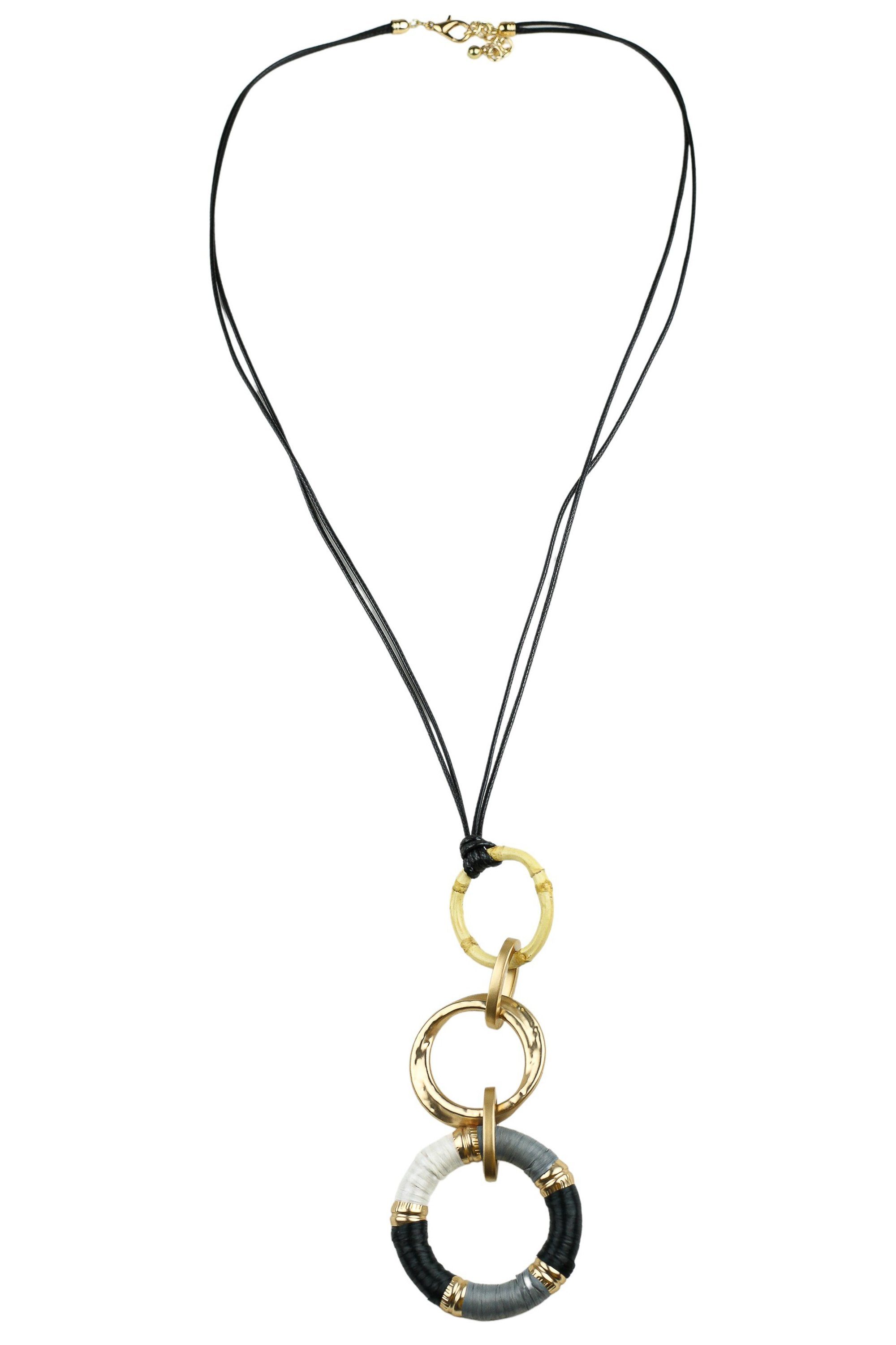 COLLEZIONE ALESSANDRO Lange Kette Esmeralda, mit drei verschiedenen Anhängern in Ringform