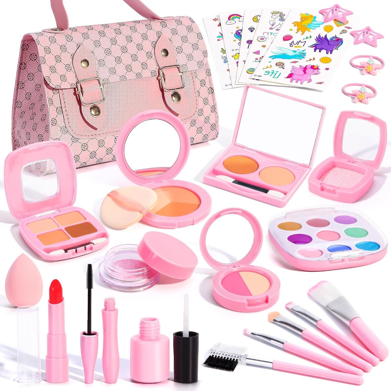 CLTYQ Kreativset Kinder Handtasche Set mit Zubehör und Spiel-Make-up