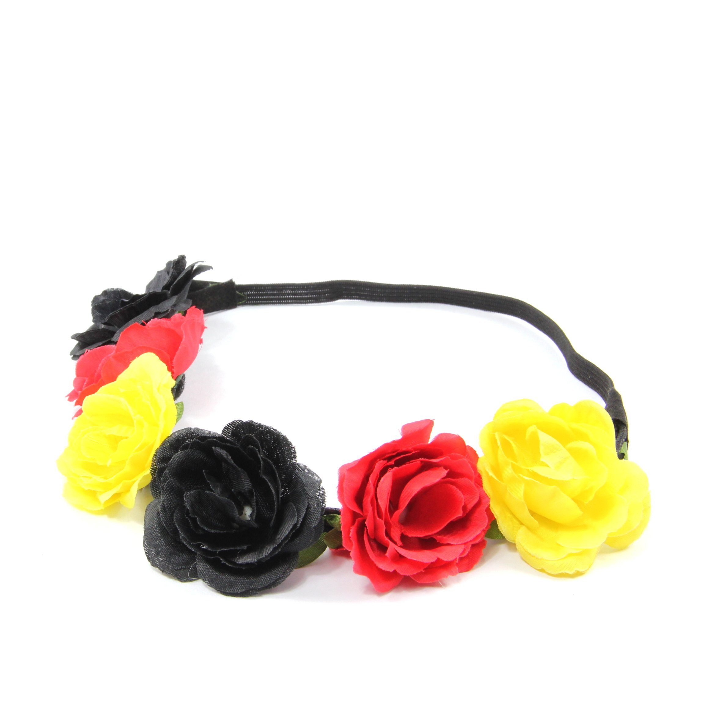 ZADAWERK Haarband Deutschland - Belgien, Fan-Accessoire, 1-tlg., Haarschmuck, Blumen in schwarz, rot und gelb | Haargummis