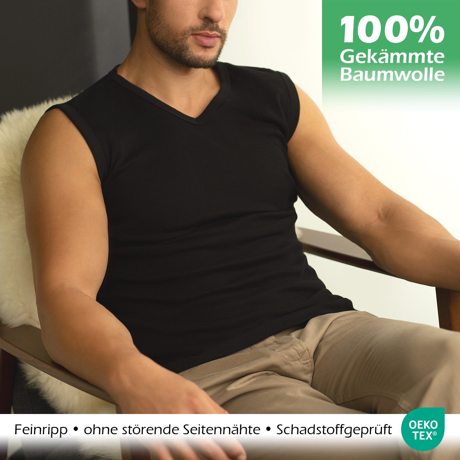 celodoro Unterhemd Herren Business Muskelshirt V-Neck (3er Pack) Muscle Shirt