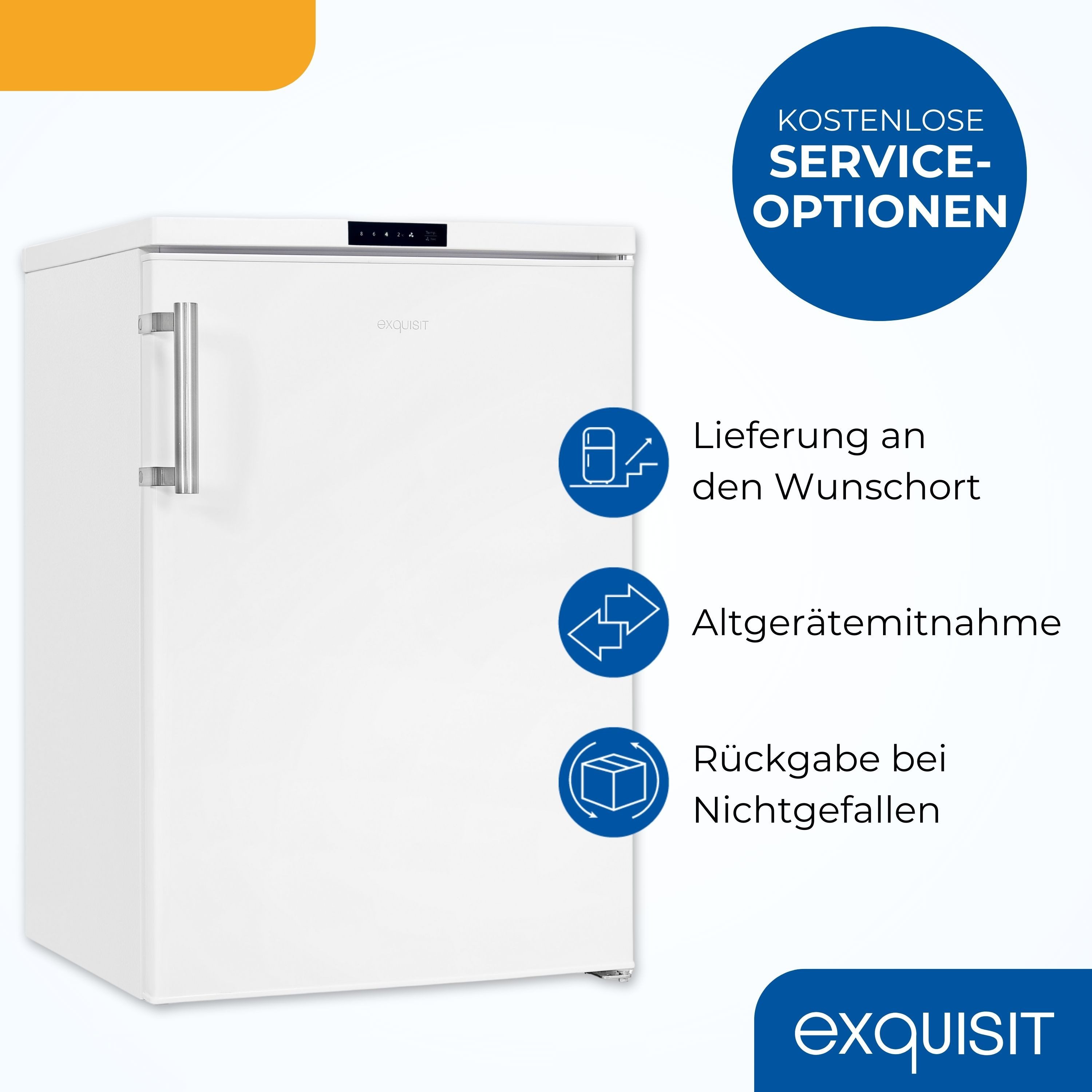 exquisit Kühlschrank KS516-V-HE-011D, 85 cm hoch, 56 cm breit, Schnellkühlenfunktion, Alarmfunktion, LED-Beleuchtung – Bild 5 von 5