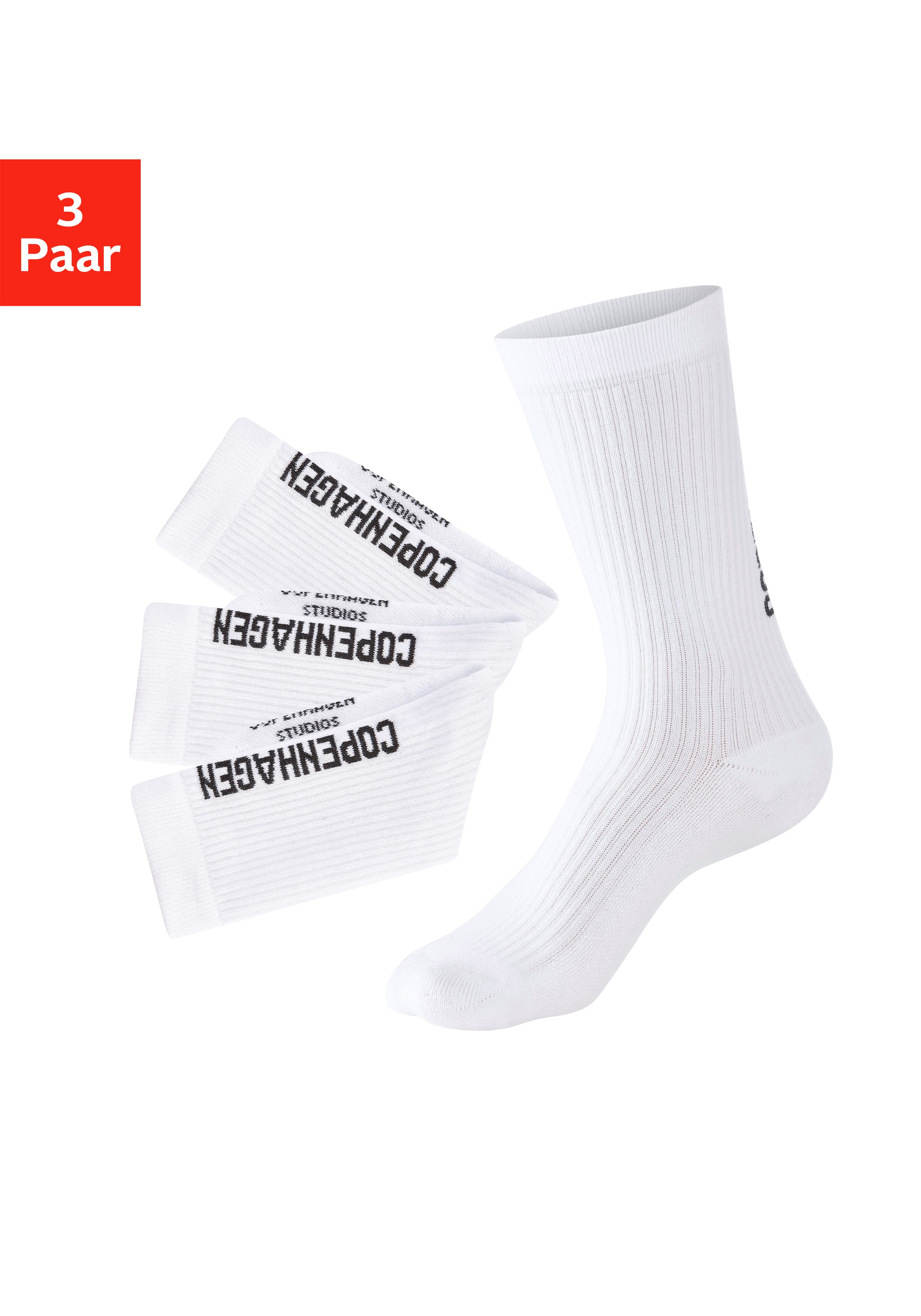 Copenhagen Studios Tennissocken (Packung, 3-Paar) mit großem Schriftzug günstig online kaufen