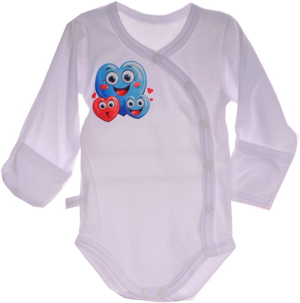 La Bortini Body Wickelbody Baby Langarmbody mit Kratzschutz in Weiß aus reiner Baumwolle, 44 50 56 62 68 74 80 86 92 98 104