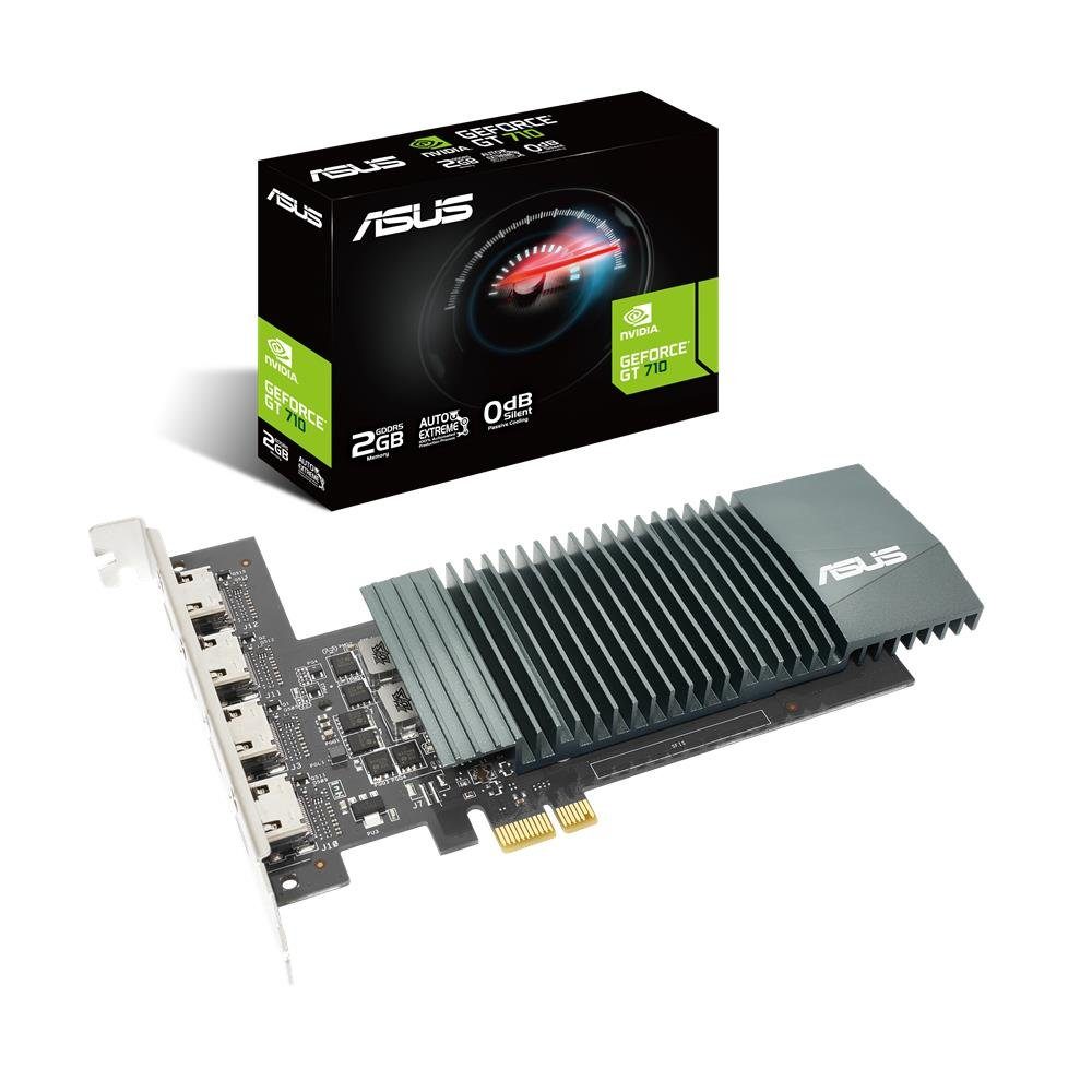 Asus NVIDIA GeForce GT710-H4-SL-2GD5 Grafikkarte (2GB, DDR5 Speicher, 4  HDMI, Single Slot, GPU)