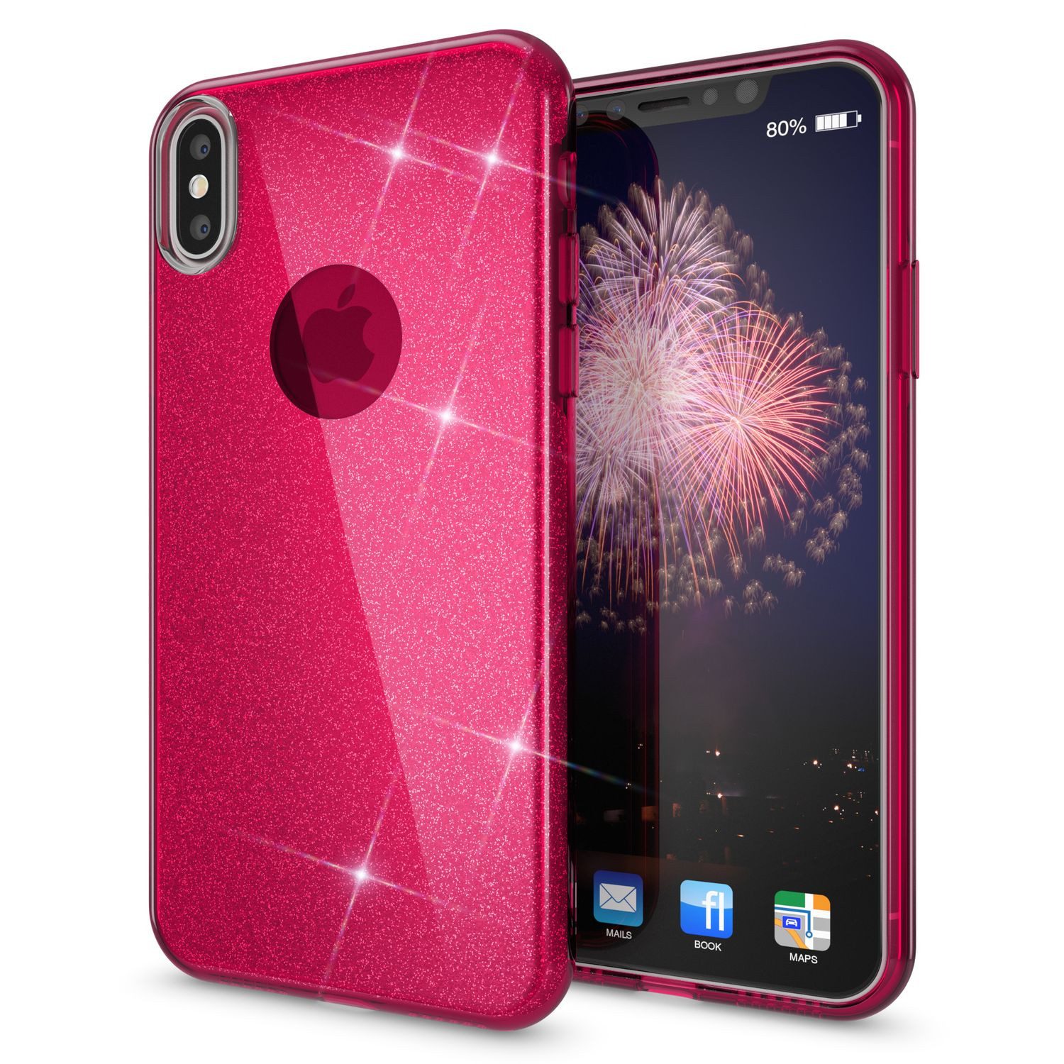 Nalia Smartphone-Hülle Apple iPhone X Apple iPhone XS 14,7 cm (5,8 Zoll), Glitzer Silikon Hülle / Verstärkte Innenseite / Glänzende Schutzhülle