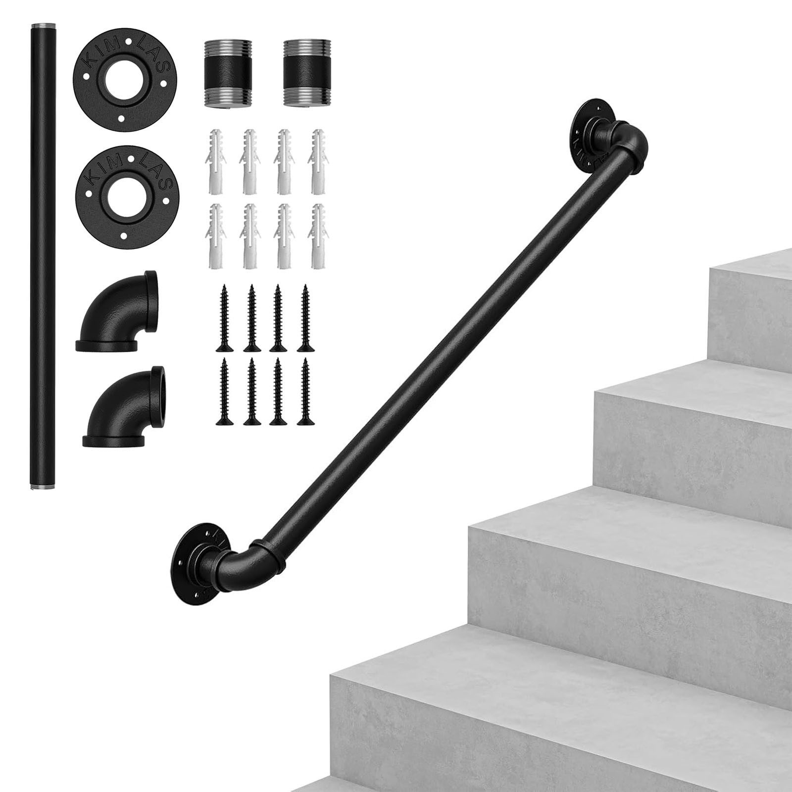Dripex Treppengeländer Handlauf Geländer Wandhandlauf Innen und Außen, 60 cm Länge