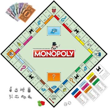 Hasbro Spiel, Monopoly - Classic, inkl. EXTRA Set mit Figuren, Würfeln, Häusern & Hotels