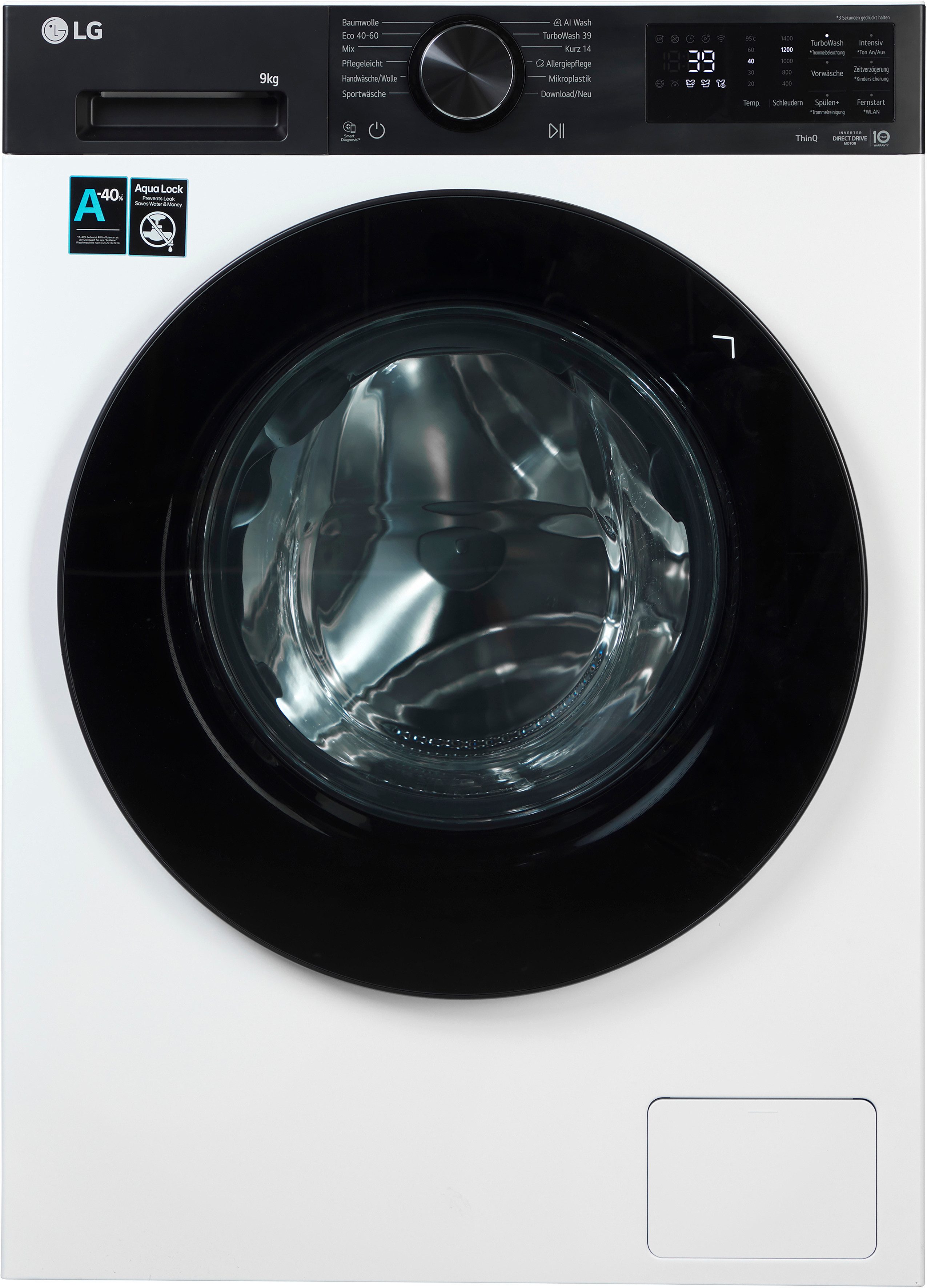 LG Waschmaschine Serie X7 F4WX709YP, 9 kg, 1400 U/min, AI Wash, ThinQ App inkl. Programm-Download, 14-Minuten-Kurzprogramm