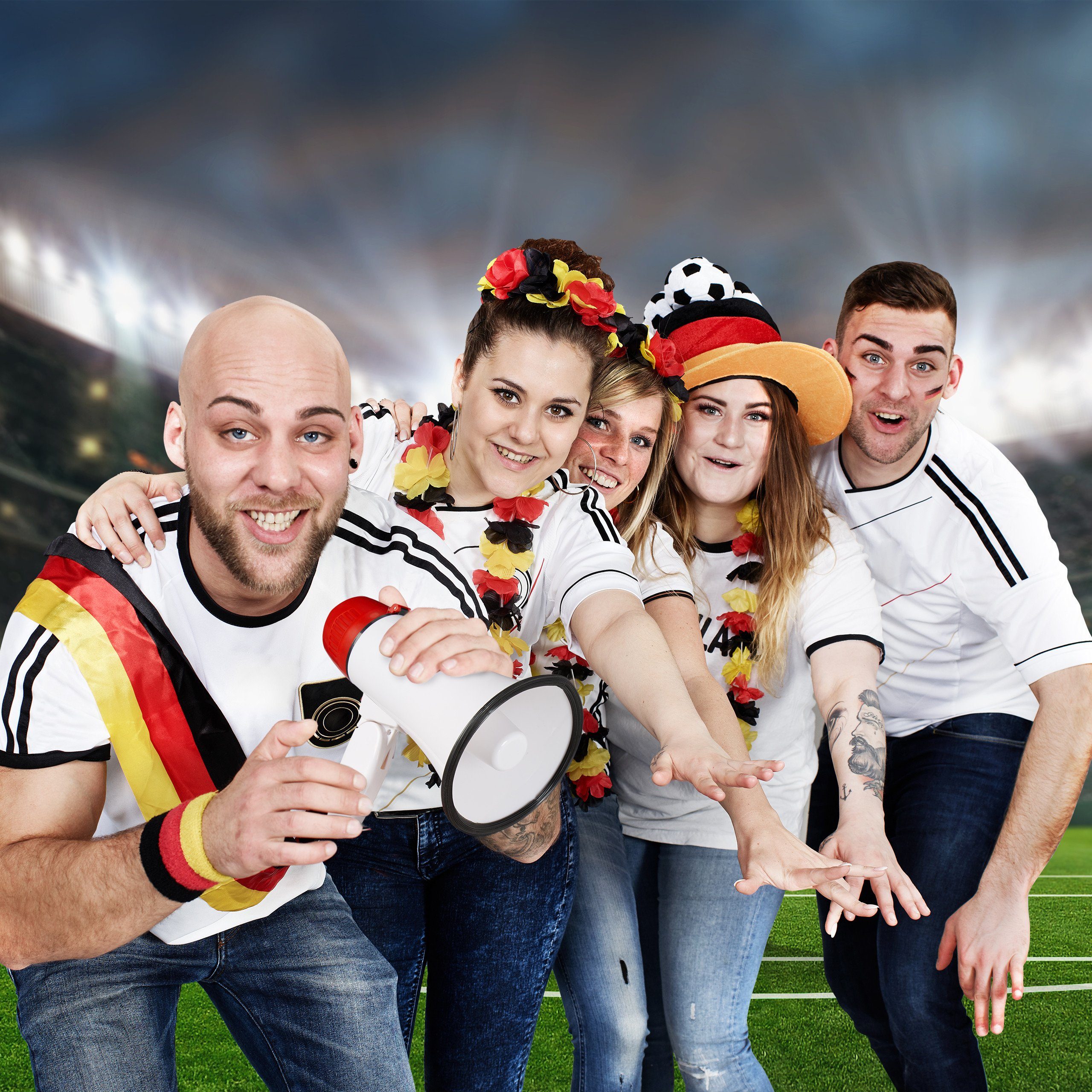 relaxdays Megafon Stadion weiß, Kunststoff