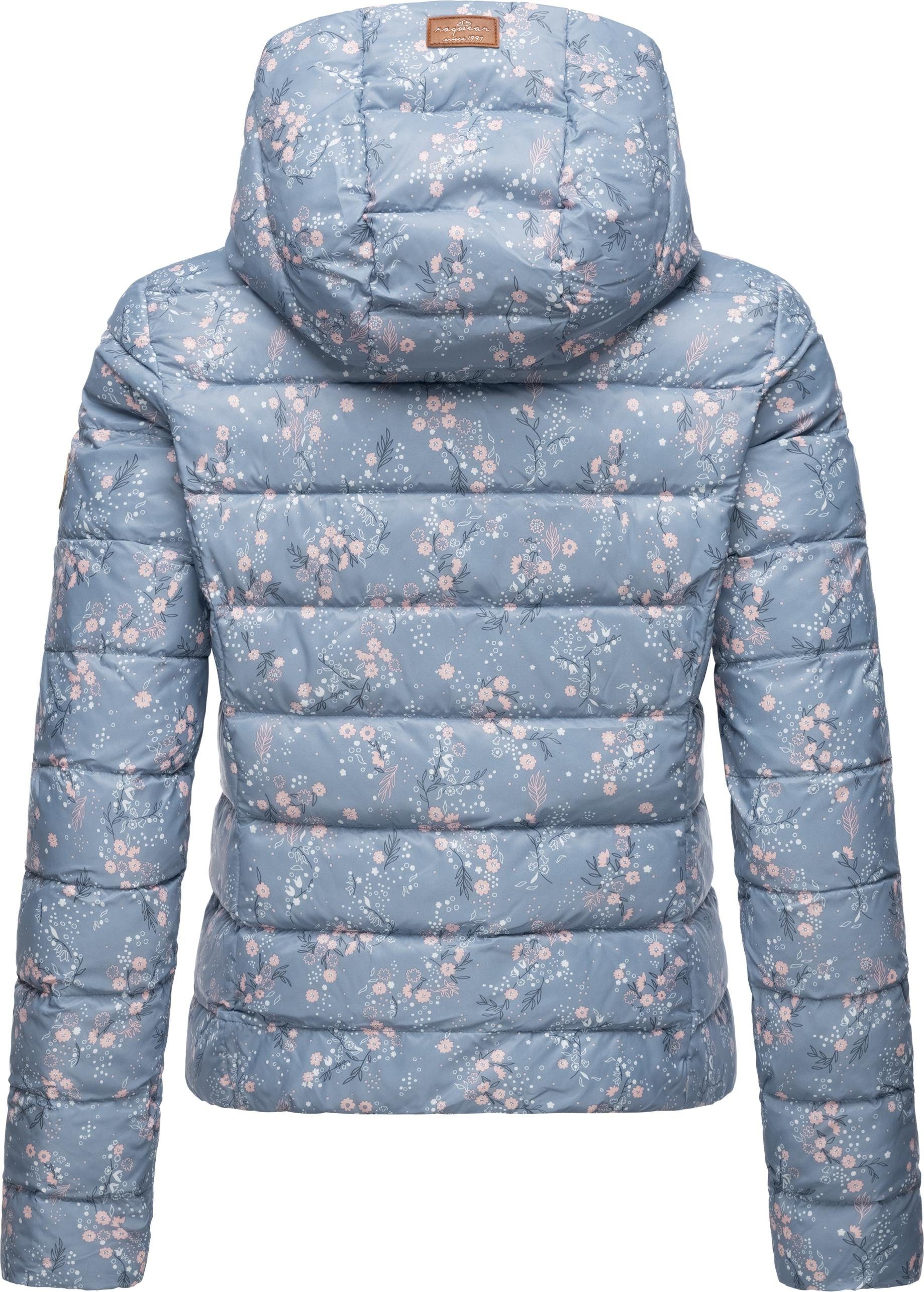 Tiasa Kapuze Winterjacke Geblümte hellblau mit Steppjacke Ragwear