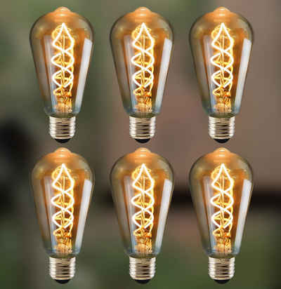 ZMH LED-Leuchtmittel LED Edison Glühbirne Vintage Glühlampe Dekorativ ST64 Antike Bulb, E27, 6 St., Warmweiß
