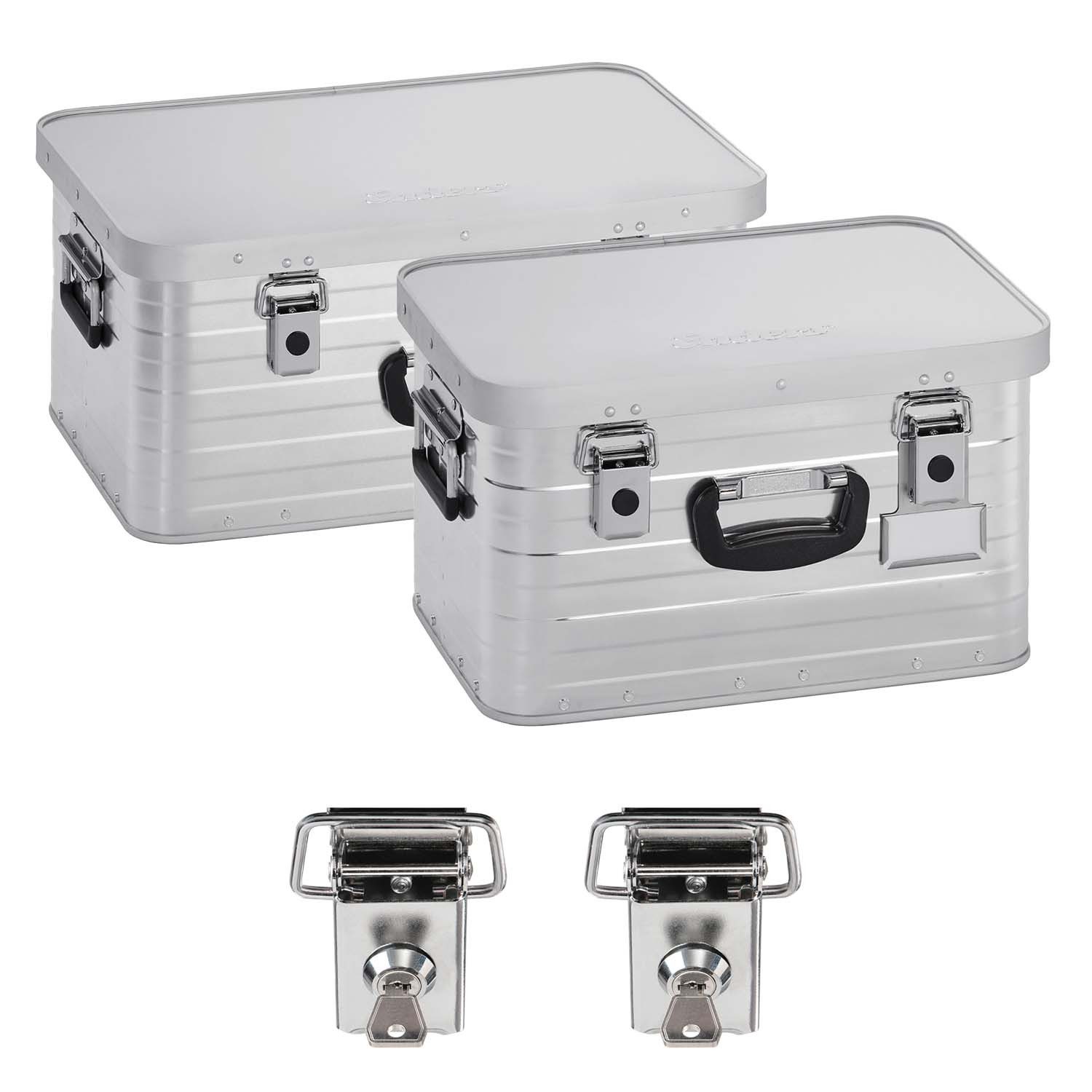 Enders® Aufbewahrungsbox Alubox 29 L + Alubox 47 L inkl. 2x Schloss-Set, Alukiste Transportbox Lagerbox Alukoffer Metallkiste Alubox