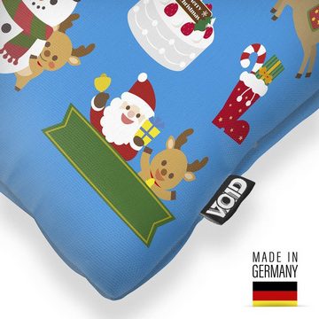 Kissenbezug, VOID (1 Stück), Sofa-Kissen Rentiere Nikolaus Weihnachtsmann Schneemann Winter Weihnachten Kinder Dekoration Deko Tannenbaum Christbaum Geschenke Kinderzimmer