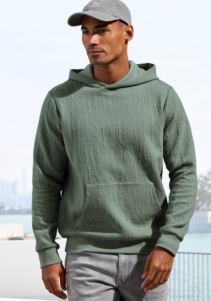 John Devin Hoodie - Struktur Sweat mit Kapuze innen angeraute Sweatware mit besonderer Struktur-Optik