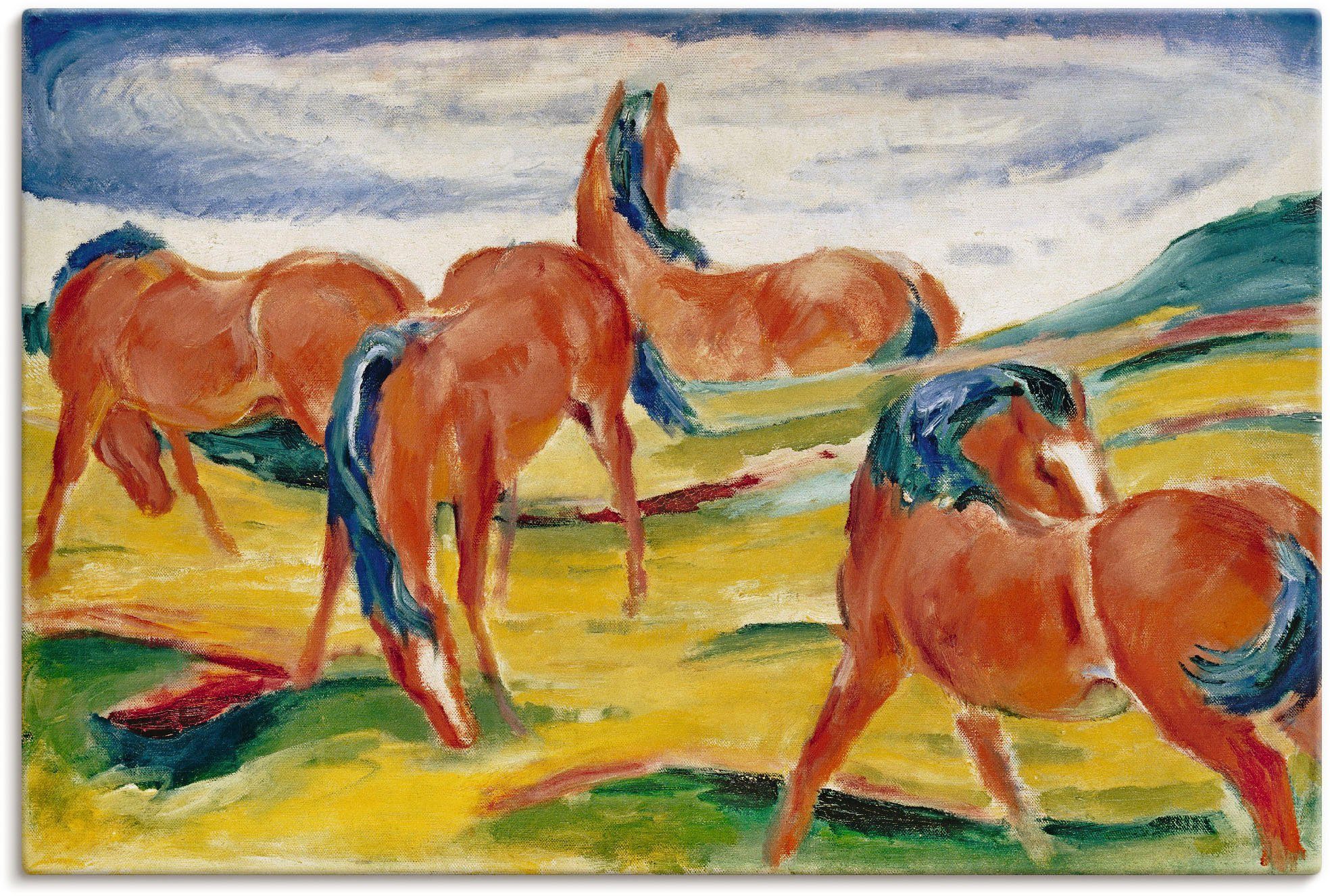 Artland Wandbild Weidende Pferde III. 1910, Haustiere (1 St), als Alubild, Leinwandbild, Wandaufkleber oder Poster in versch. Größen