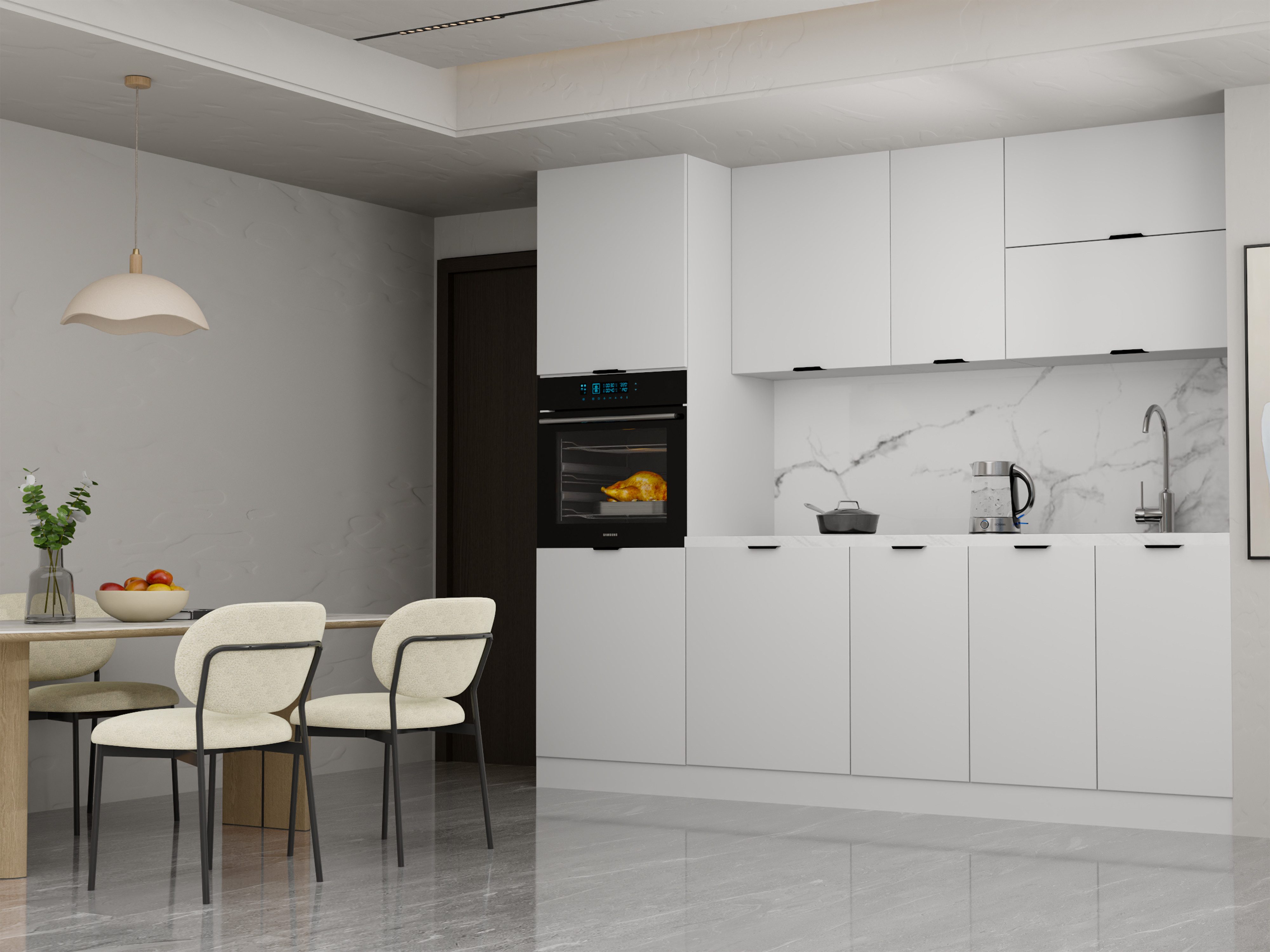 ROYAL24_MARKT Küchenzeile – 240 cm – Lunara – Ohne Arbeitsplatte & Elektrogeräte, (Set), Top Qualität - Modernes Design - Feinste Materialien