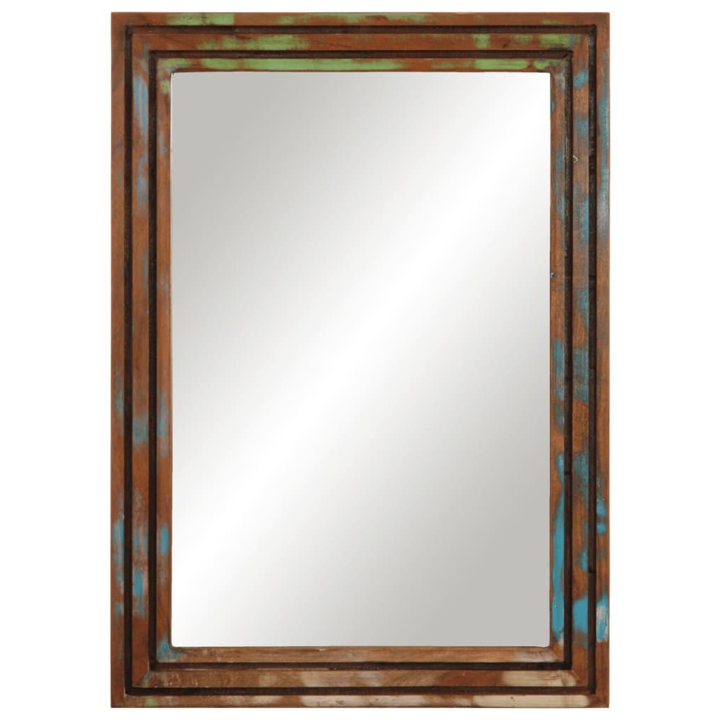 vidaXL Badezimmer-Set Badspiegel 50x70 cm Massivholz und Glas, (1-St)