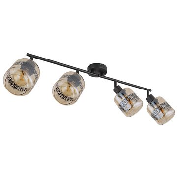 etc-shop LED Deckenspot, Leuchtmittel nicht inklusive, Deckenlampe Deckenleuchte verstellbar Glas Lebensblume amber schwarz L