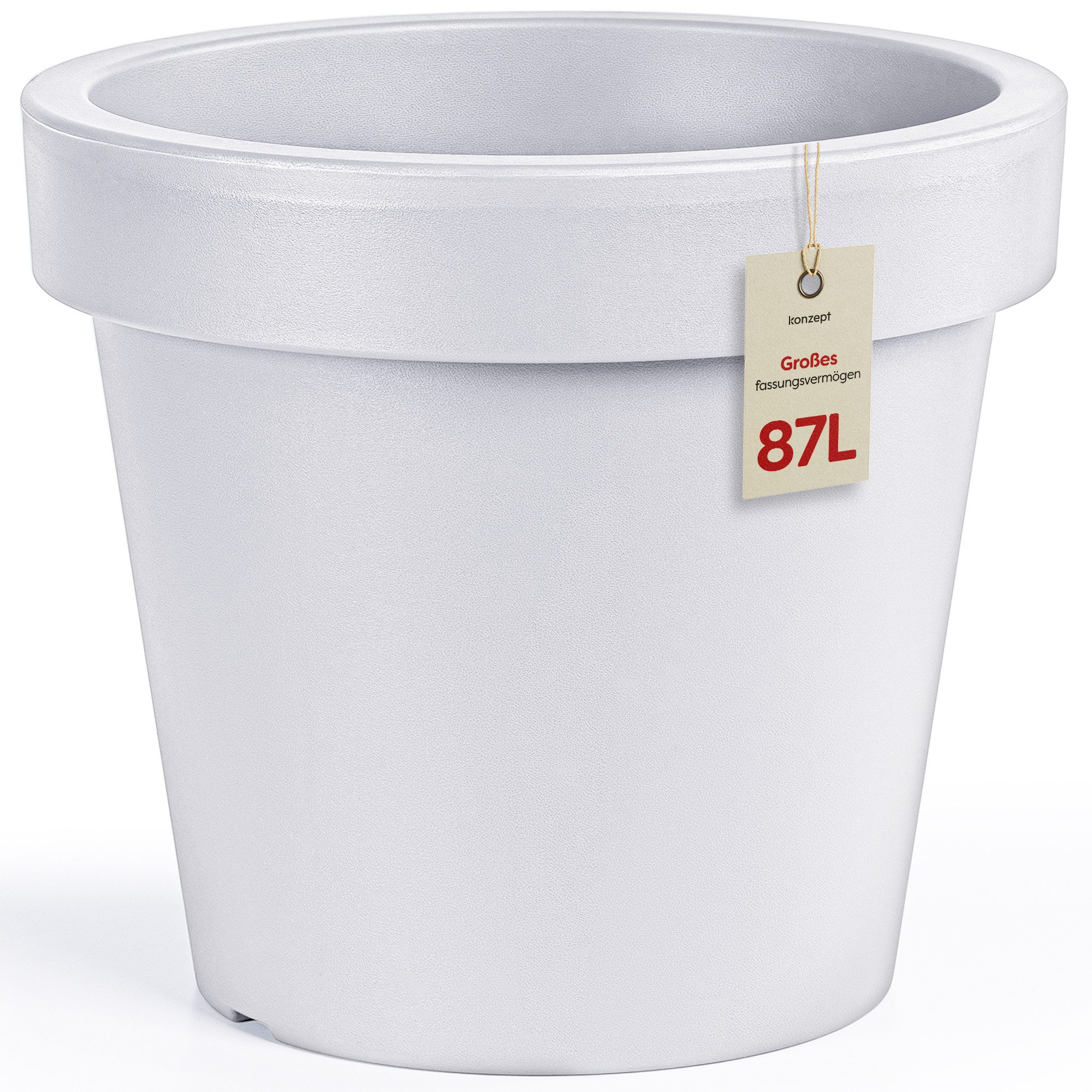 KONZEPT Blumentopf 58 cm Durchmesser, H 52 cm, 87 L in konischer Form, aus Kunststoff, Geprägtem Rand, Konische Form, Stapelbar, Volumen: 87 L