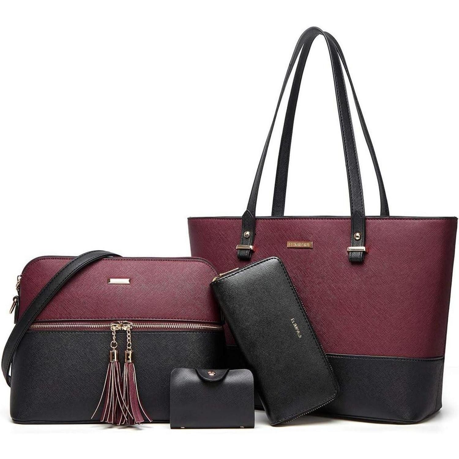 LuxusKollektion Handtasche Damen Handtasche Tote Shopper Groß Schultertasche Schwarz-wein