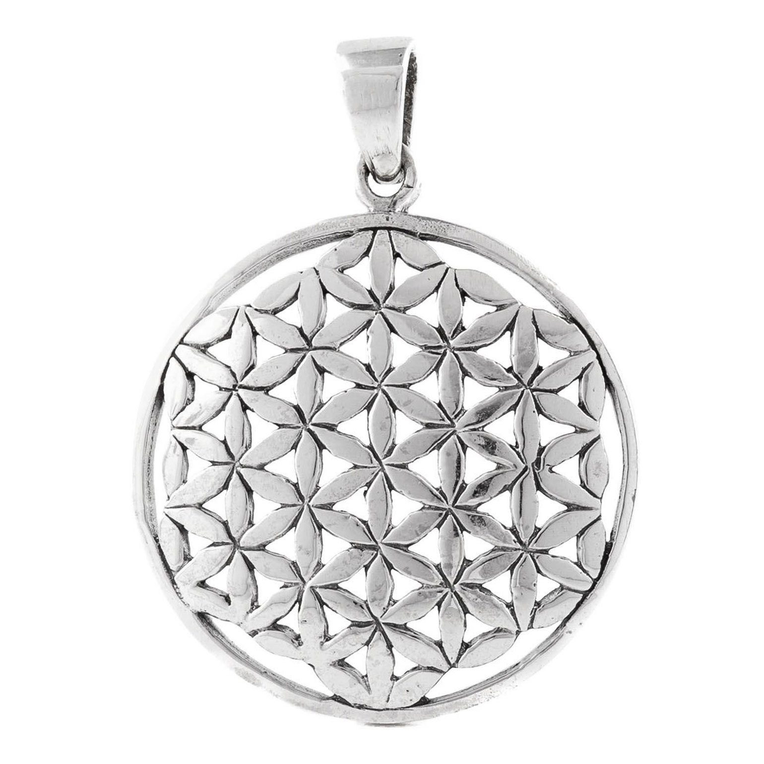 Kettenanhänger Blume des Lebens Anhänger 925 Silber Flower of Life mittel