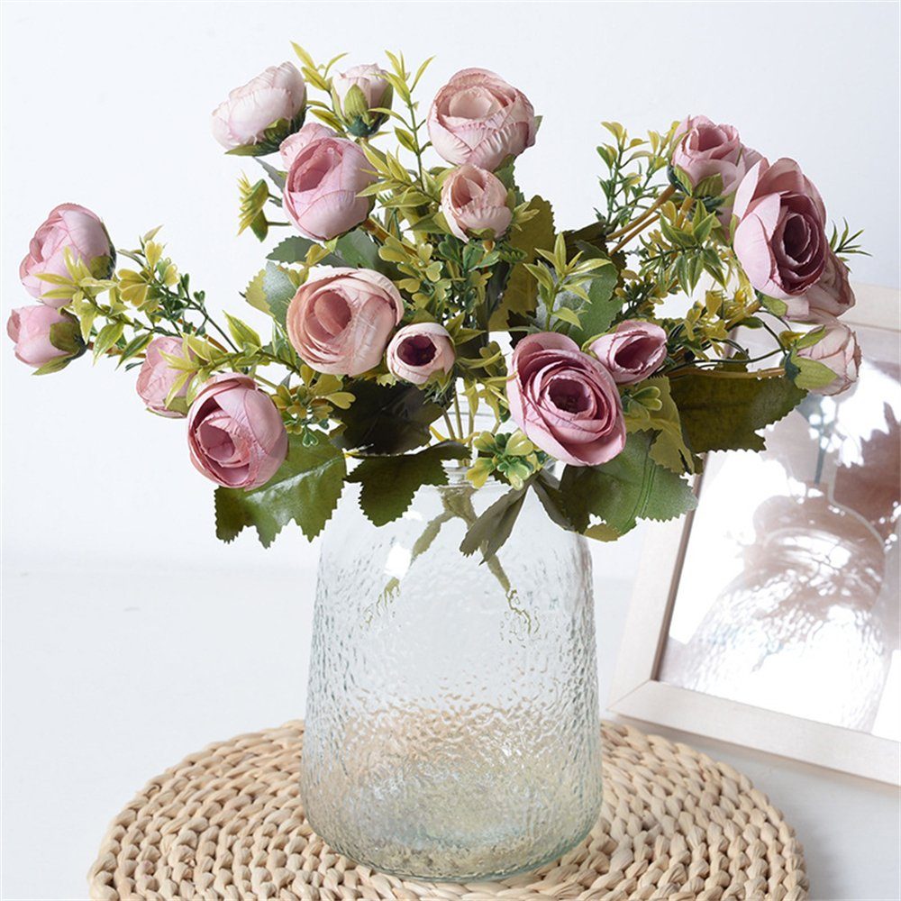 beliebter großer Rabatt Kunstblumenstrauß Rose Blume, Rosa Dekoration Blume,Rose Geschenk gefälschte Home Rouemi, künstliche 5Sträuße