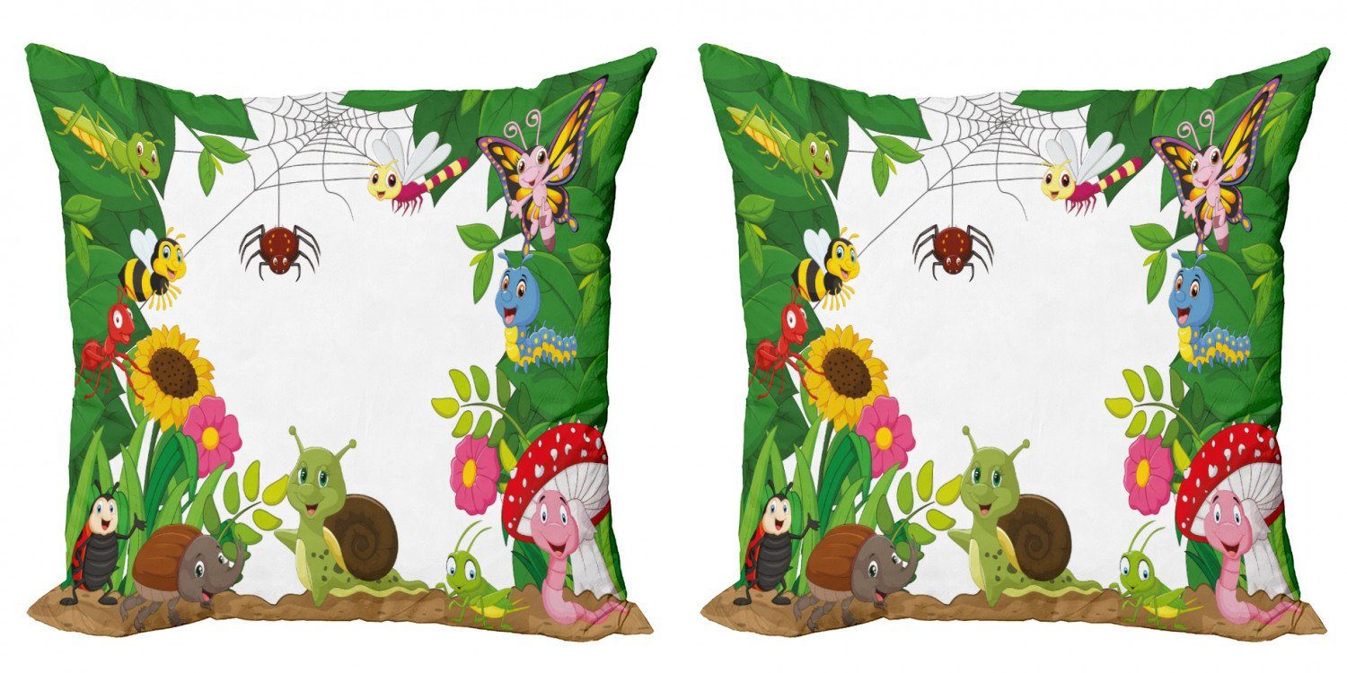 Kissenbezüge Modern Accent Doppelseitiger Digitaldruck, Abakuhaus (2 Stück), Kindergarten Kleine Bugs Schmetterlinge