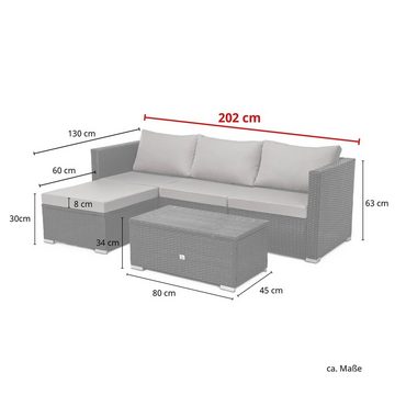 SVITA Gartenlounge-Set QUEENS, (Set, variable Lounge-Garnitur mit passender Wetterschutzhaube), wetterfest, Abdeckhaube, Outdoor, Polyrattan, Grau