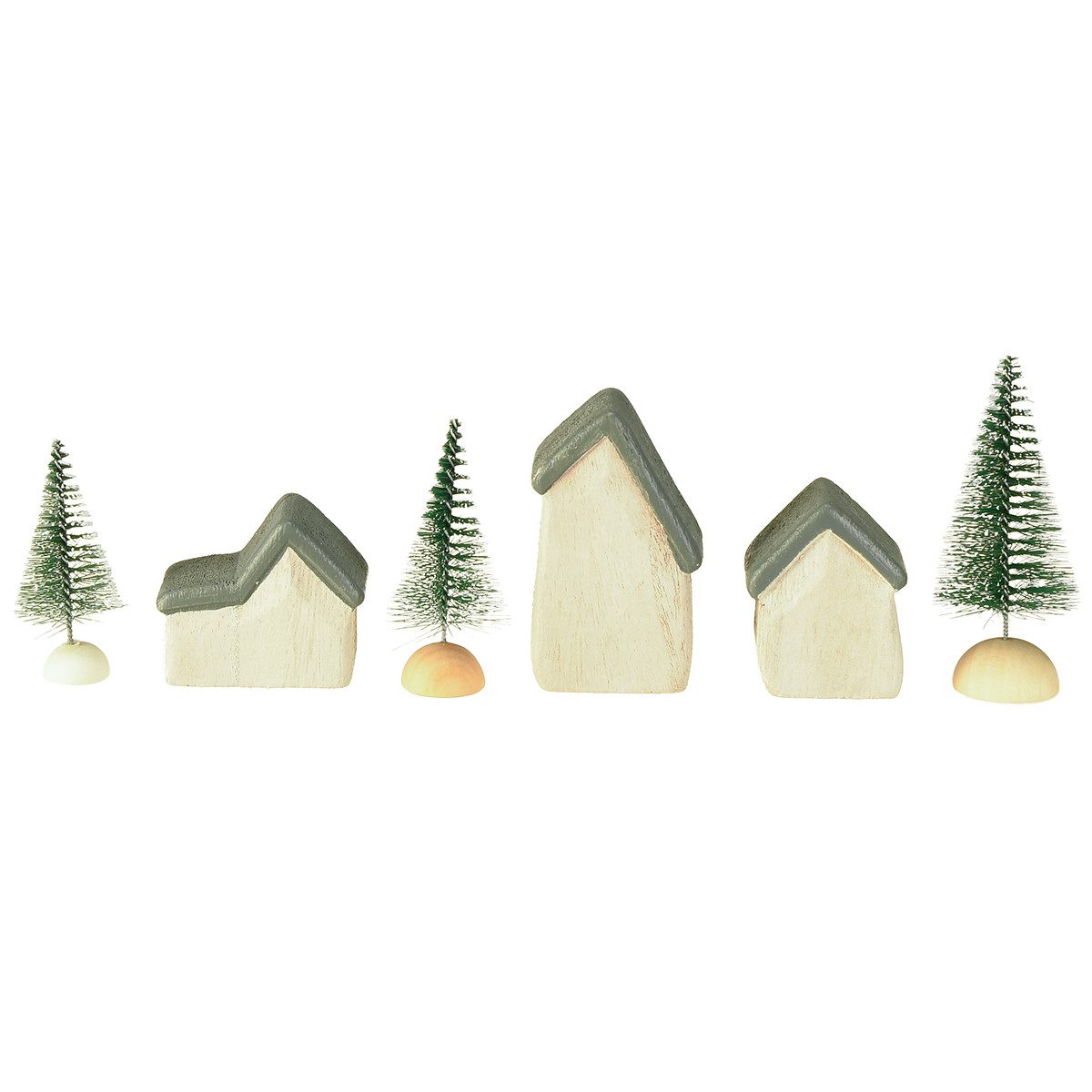 Florists Products Weihnachtsmann Weihnachtsdorf Holz Skandi Deko Miniaturhäuser 6er Set – Bild 5 von 5