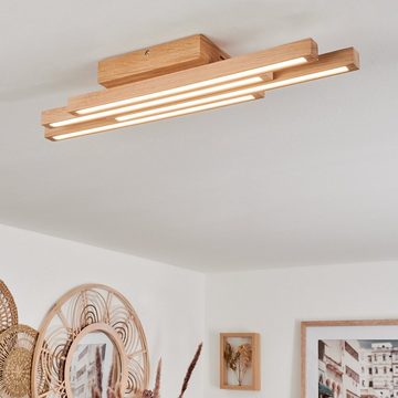 hofstein Deckenleuchte moderne Deckenlampe aus Holz/Kunststoff in Natur/Weiß, LED fest integriert, 3000 Kelvin, im skandinavischen Design, 2240 Lumen (insg)