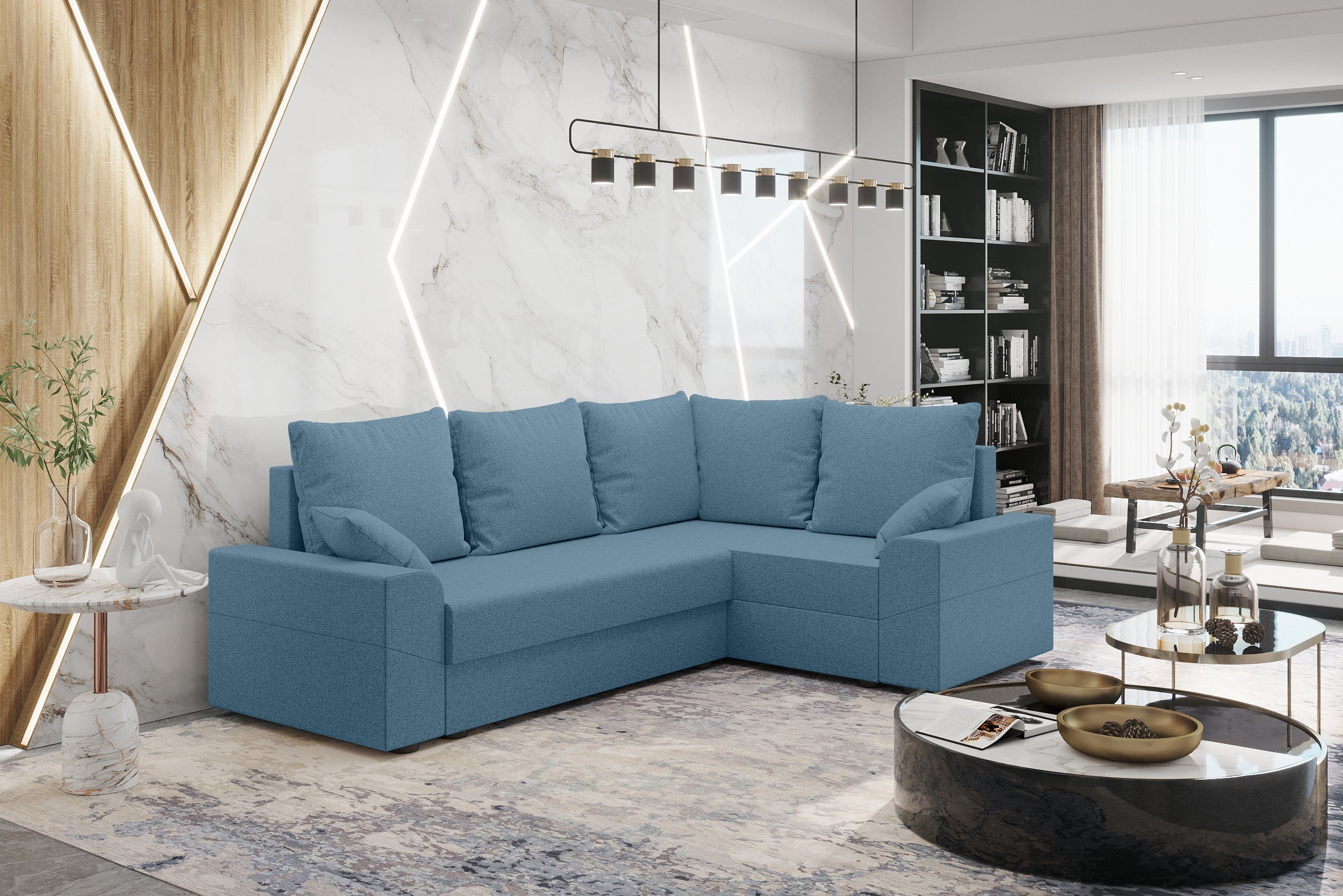 Sitzkomfort, mit Stylefy Bettkasten, mit Modern Eckcouch, Ecksofa L-Form, Montero, Sofa, Bettfunktion, Design