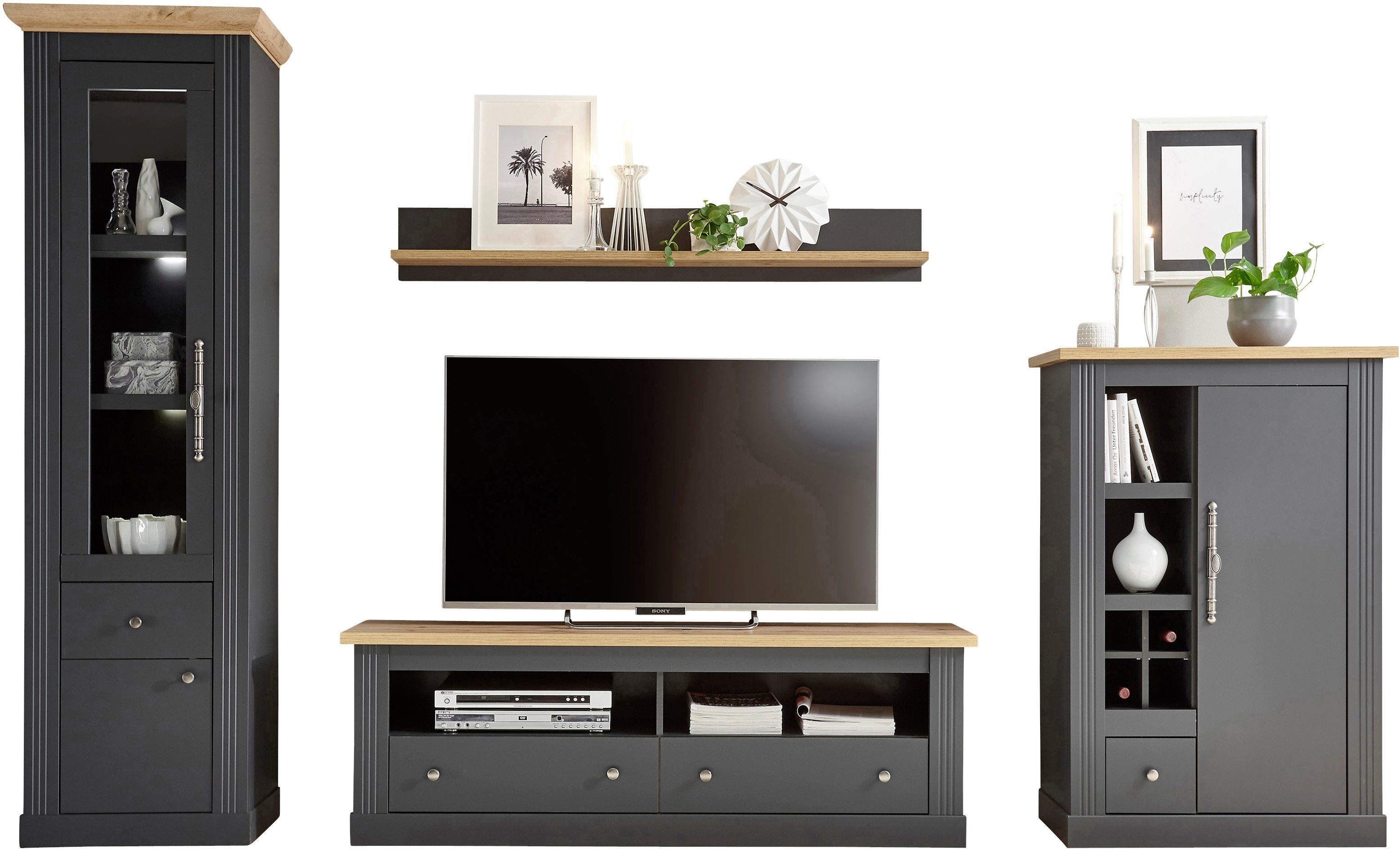 OTTO home Wohnwand Westminster TOPSELLER!, (Set, 4-St., Vitrine, Lowboard, günstig online kaufen