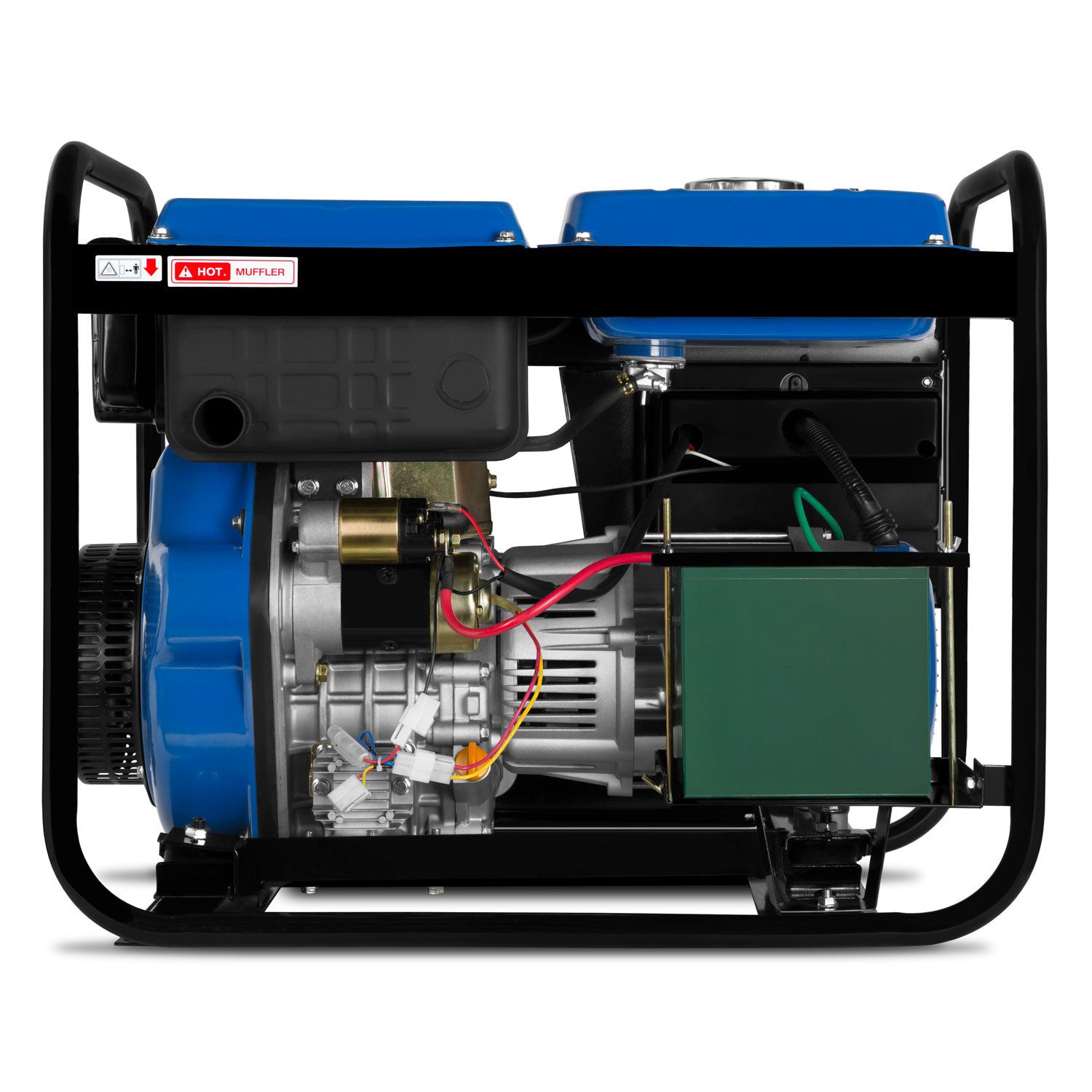 EBERTH 5000 Watt Diesel Generator, 10 HP, 5 kW, 4-stroke, electric starter, 3-phase, 1x 400V, 1x 230V, 1x 12V