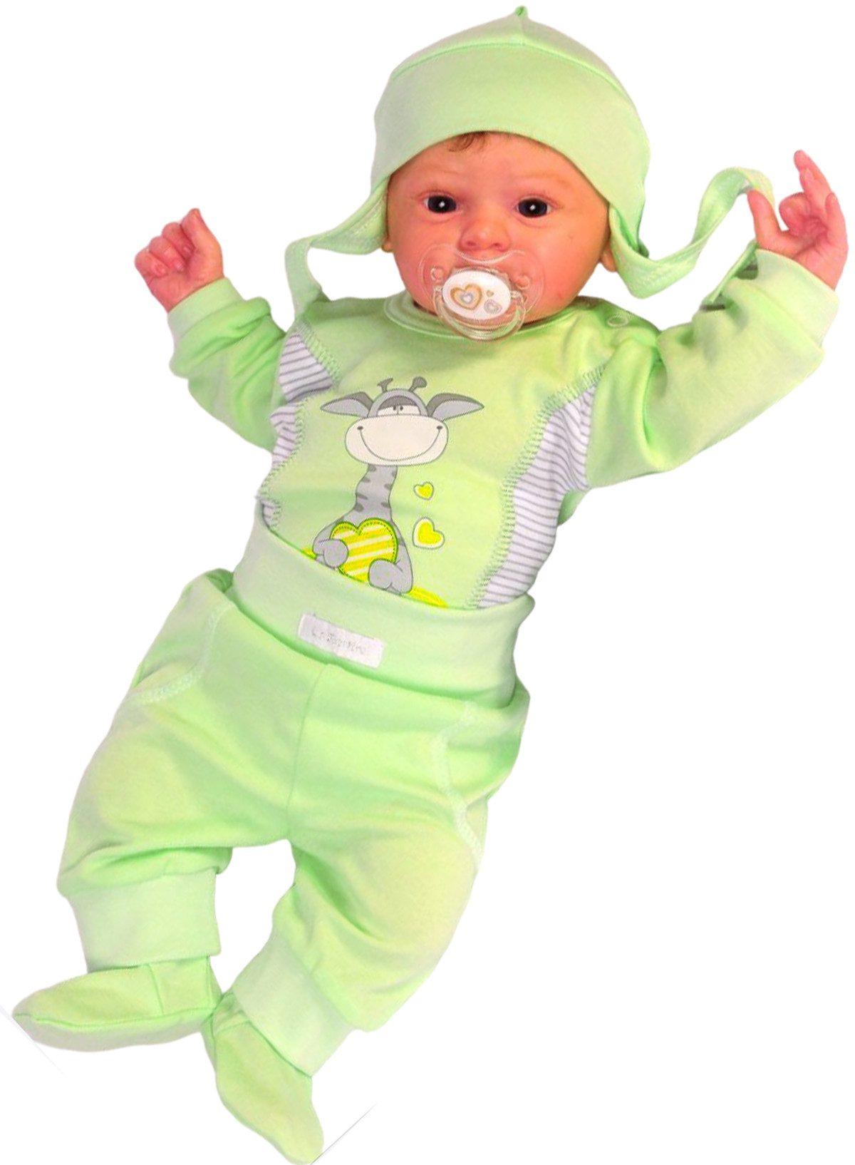 Body & Hose Body Hose Mütze 3Tlg Baby Anzug in Grün mit Giraffe