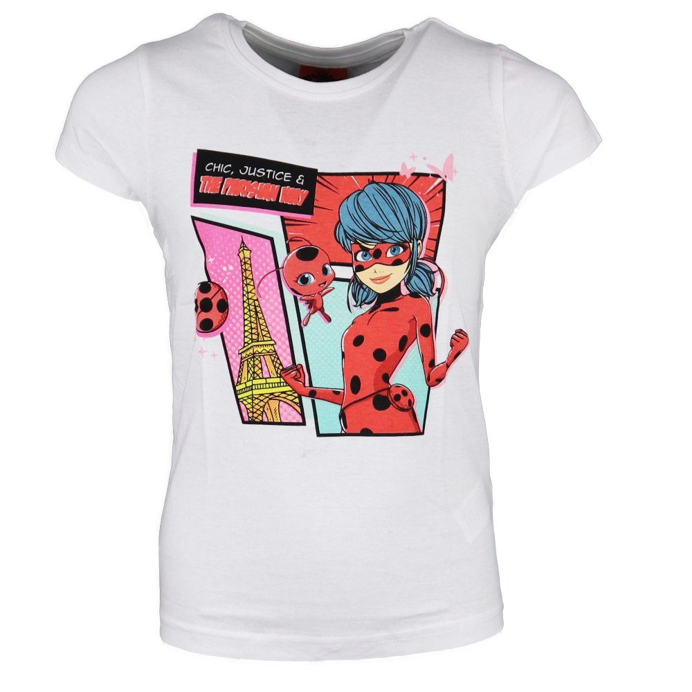 Miraculous - Ladybug T-Shirt »Ladybug Mädchen Kinder Shirt« Gr. 116 bis 146,  Baumwolle, Schwarz oder Weiß