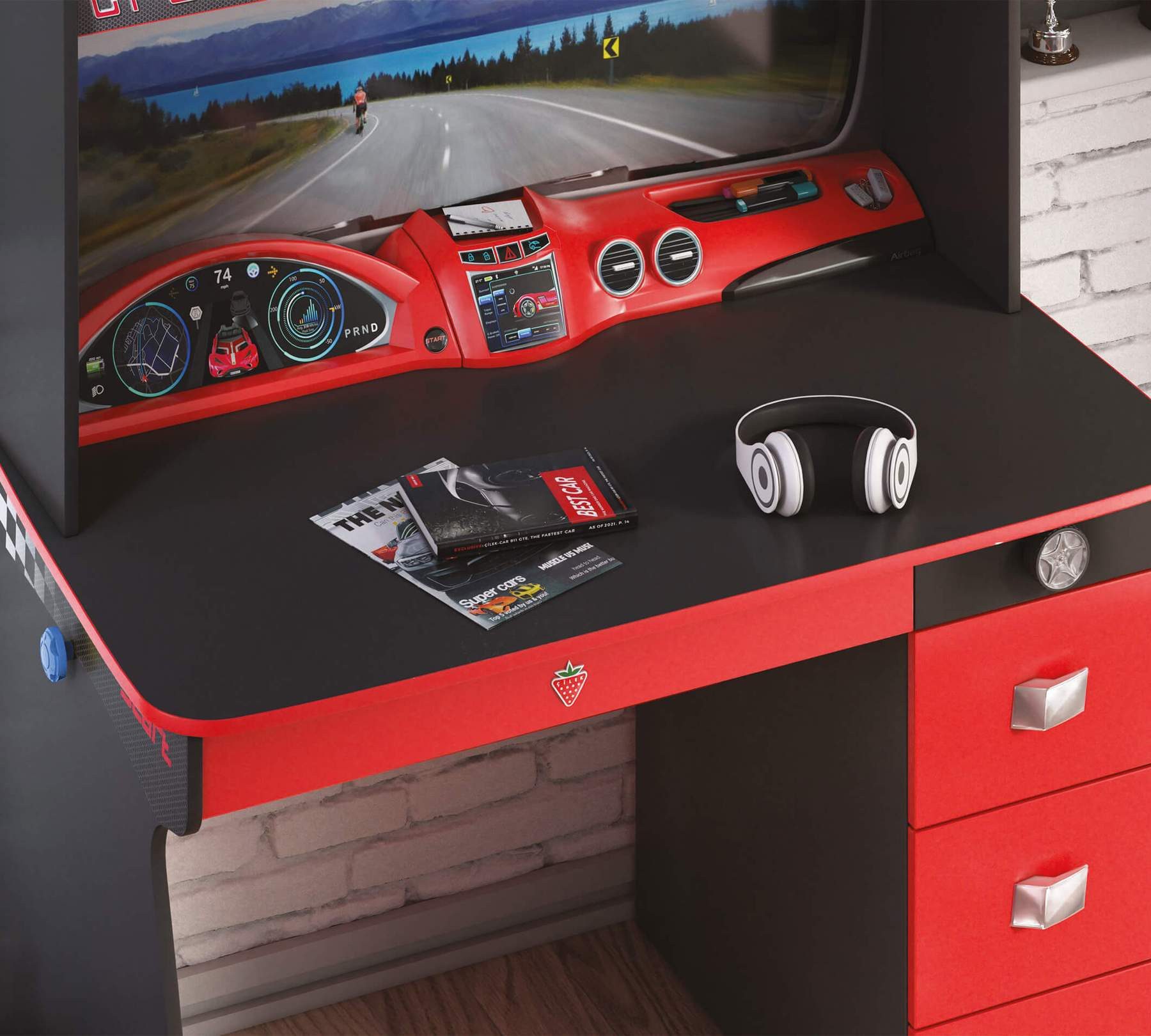 Möbel-Zeit Schreibtisch CHAMPION RACER mit Aufsatz