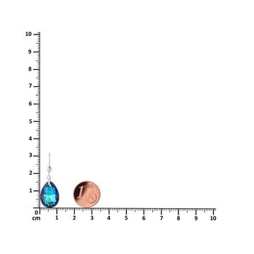 Schöner-SD Paar Ohrhänger Ohrringe hängend mit Pear Cut Kristall Tropfen 16mm, 925 Silber, mit Schmucketui