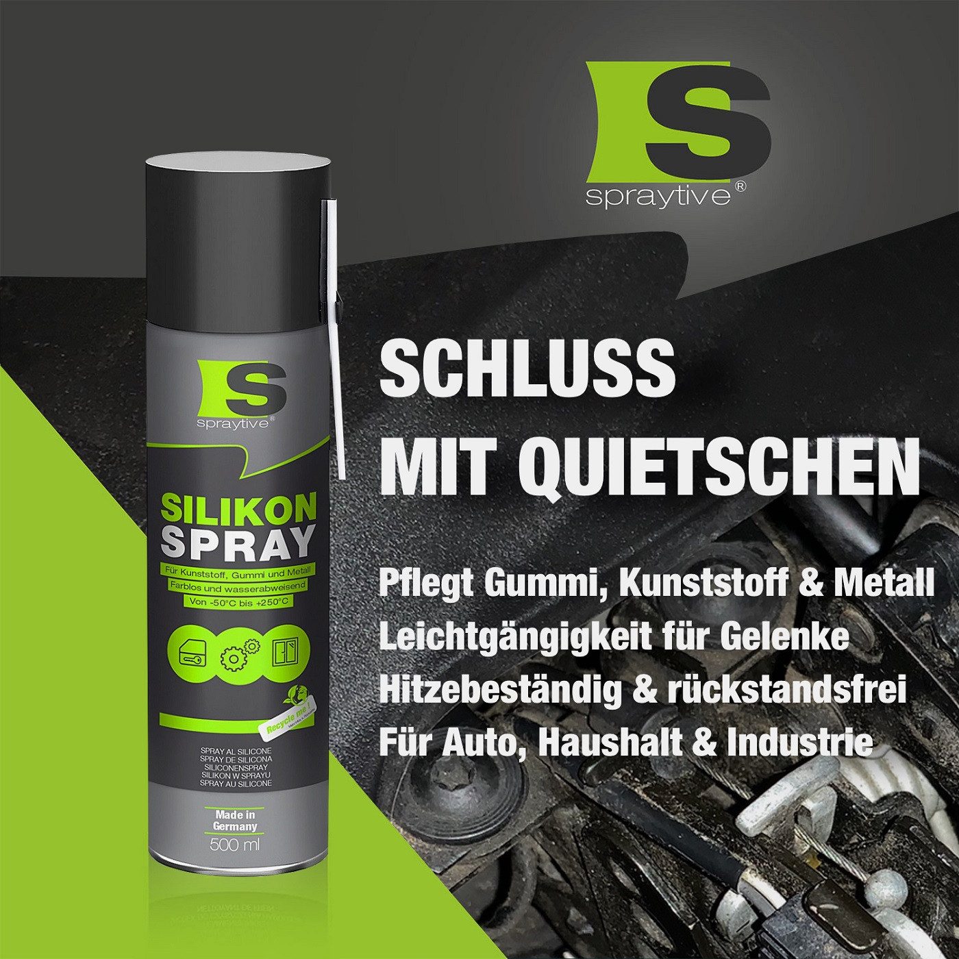 Spraytive Silikonöl 2x 500ml Silikonspray – farbloses Schmiermittel & Gleitmittelspray, Made in Germany