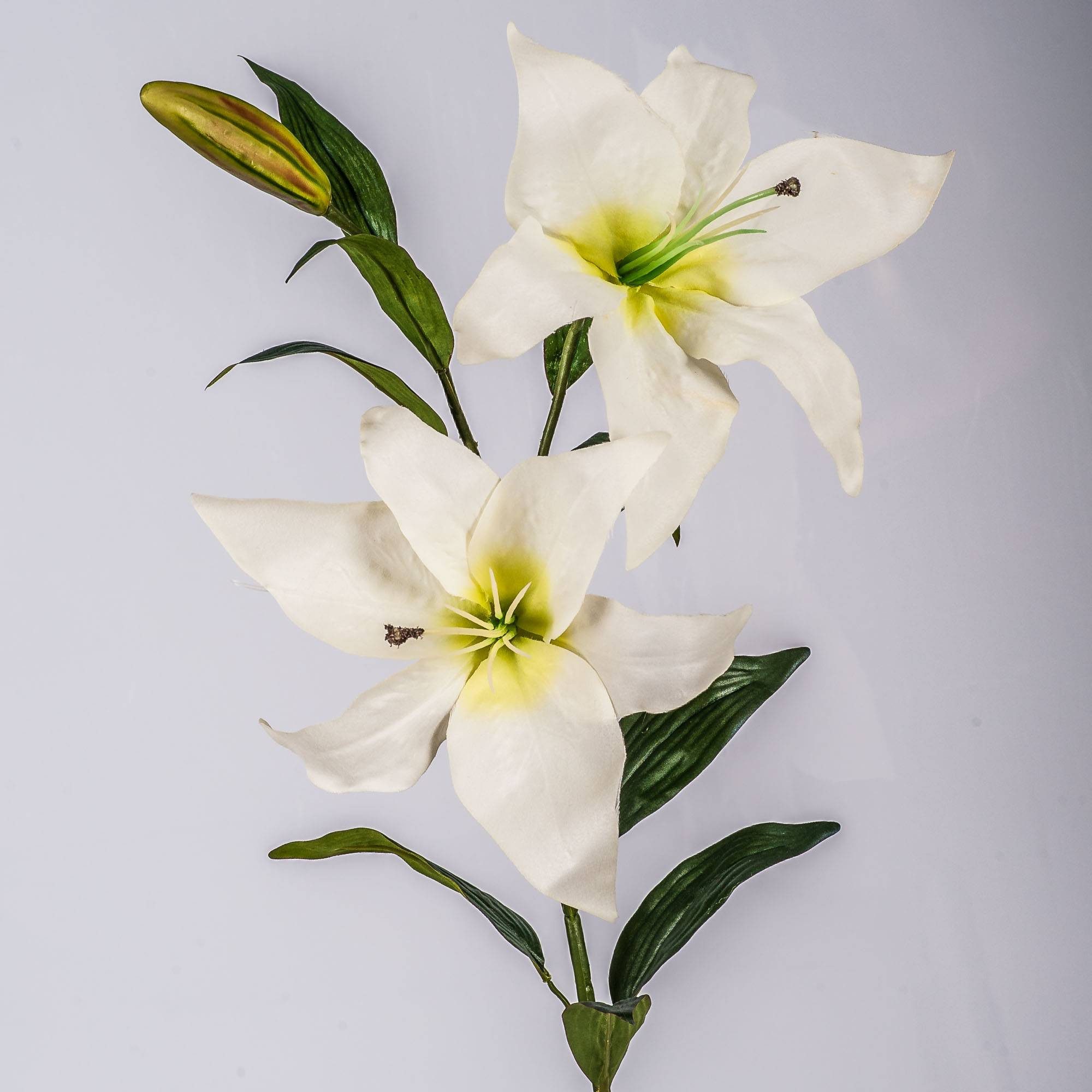 Kunstzweig Künstliche Lilie, 2 Blüten, weiß, 95cm, Ø 15cm Lilie, artplants, Höhe 85.0 cm