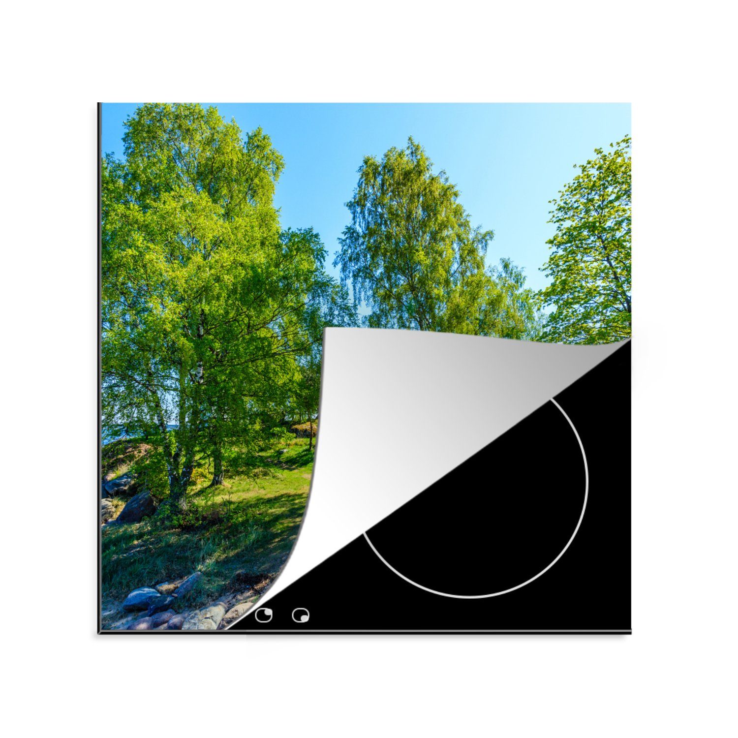 MuchoWow Herdblende-/Abdeckplatte Estland - Haus - Natur, Vinyl, (1 tlg), 78x78 cm, Ceranfeldabdeckung, Arbeitsplatte für küche