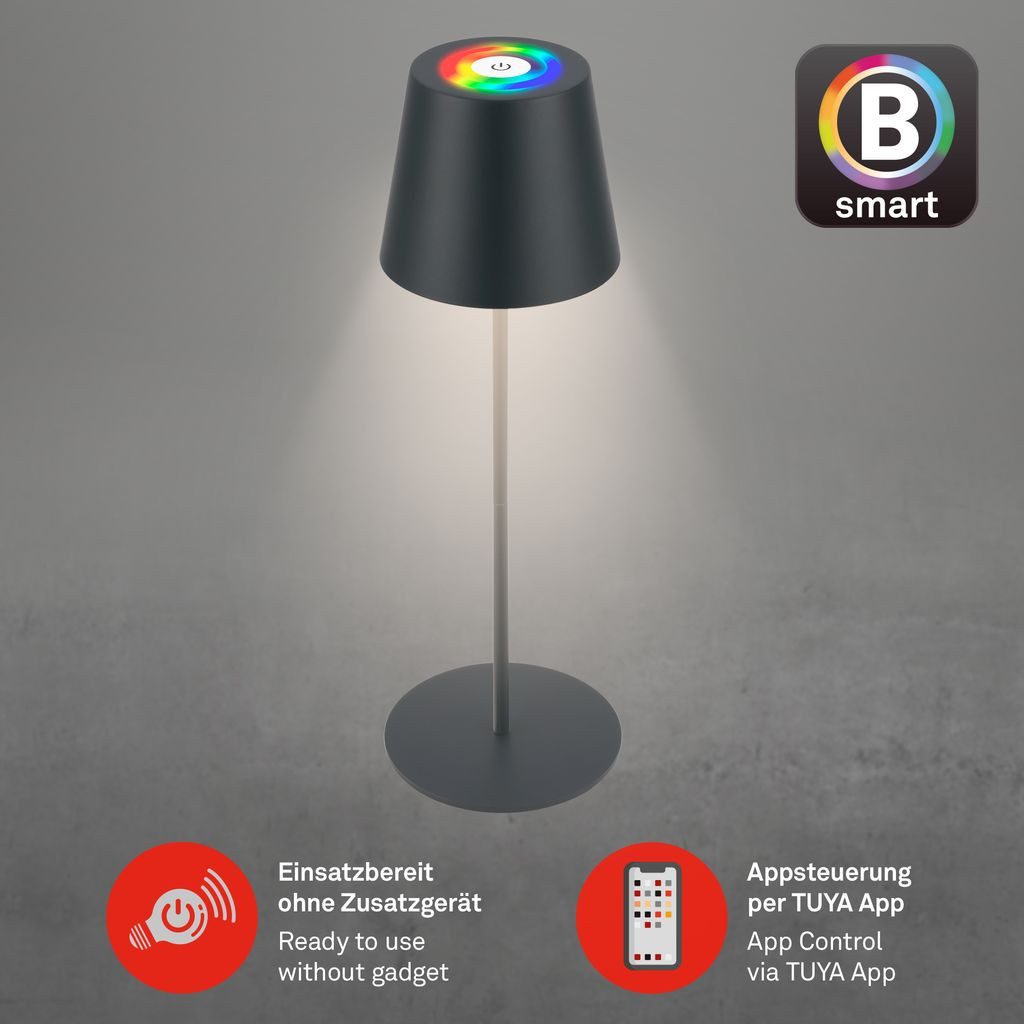Briloner Leuchten Tischleuchte Tischlampe Appsteuerung dimmbar Touch Wohnzimmer 7559015, Dimmfunktion, LED fest integriert, 2700K - Extra-Warmweiß, LED Tischlam – Bild 4 von 5