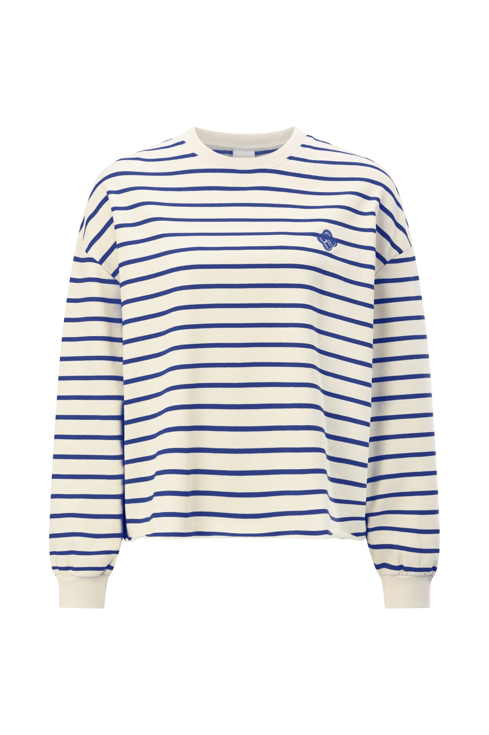 RICHROYAL Sweatshirt O Striped Sweatshirt, royal blue