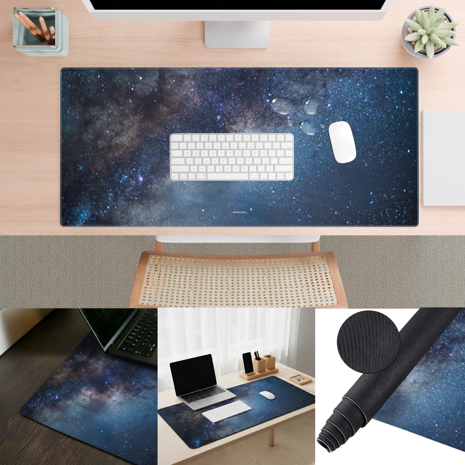 PAPER DESK Schreibtischunterlage XXL Mauspad Tischunterlage 90x40cm Desk Pad für Tastatur & Maus, (rutschfest & wasserabweisend, ultrasanfte Oberfläche – stilvolle Schreibtischmatte für Büro & Homeoffice)