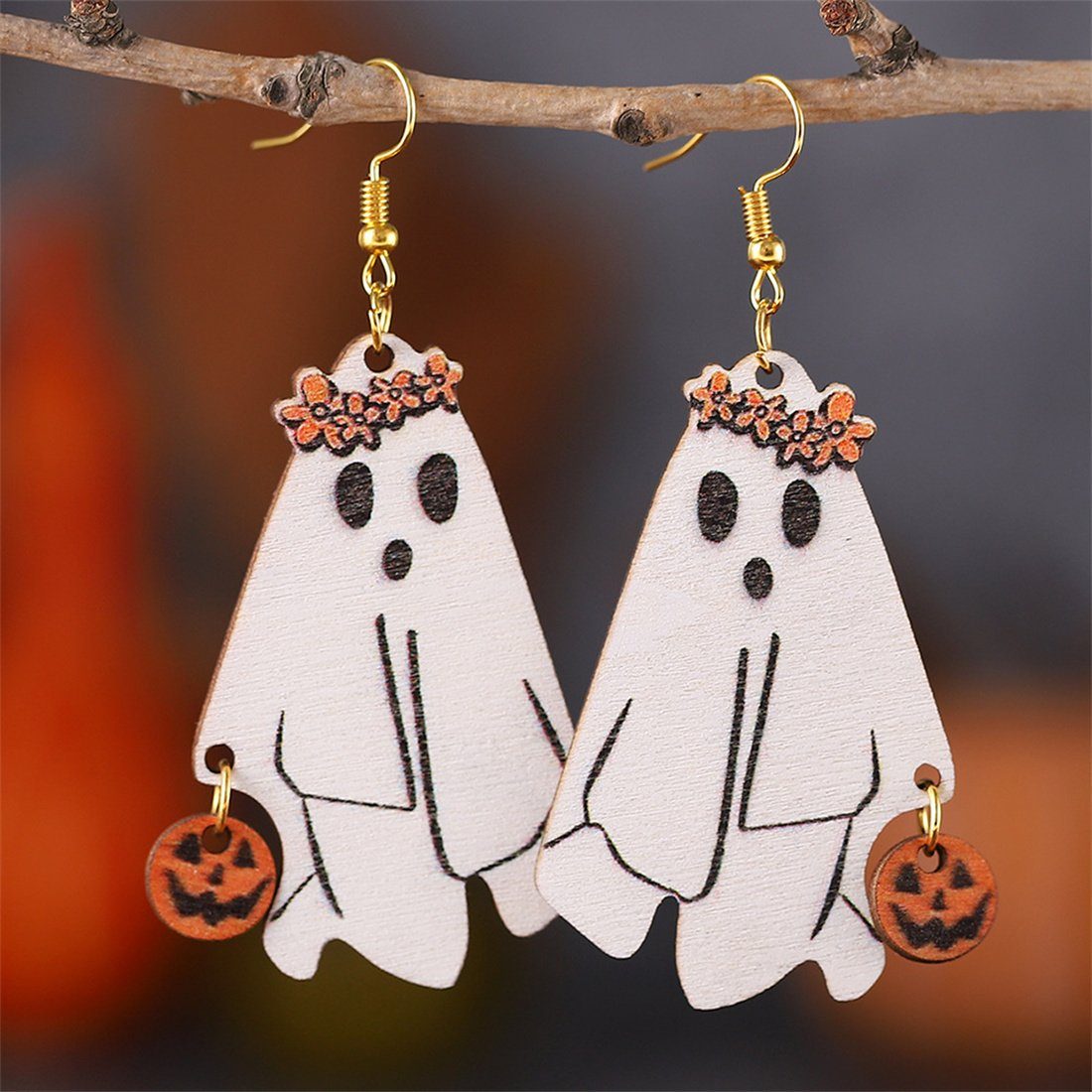 DÖRÖY Paar Ohrhänger Halloween Party Spooky Ohrringe, Weiße Spooky Ohrringe, Ohrschmuck