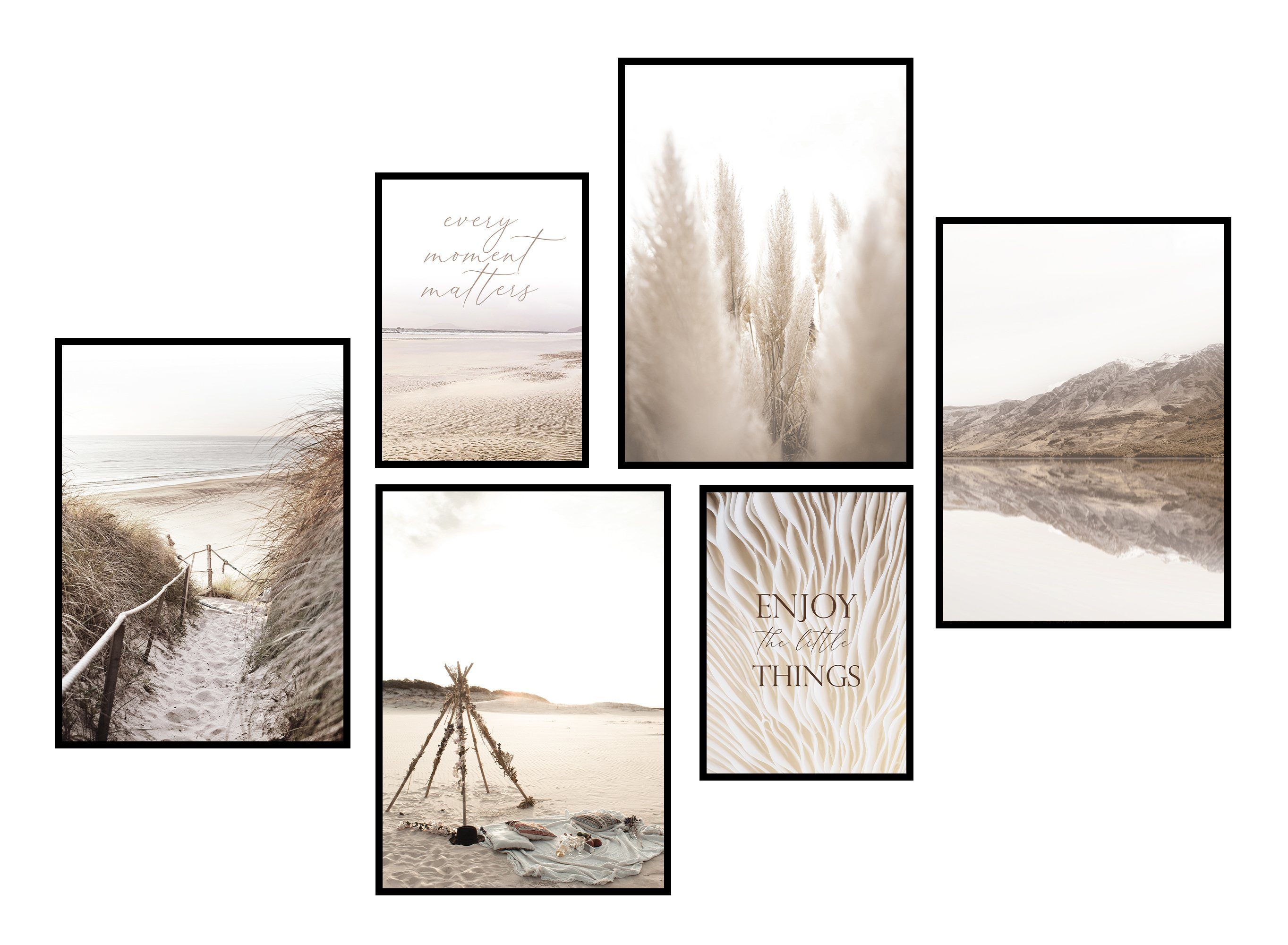 Pampasgras » CreativeRobin « Poster-Set Strand Deko, Bilder-Collage Wohnzimmer & Pampasgras Strand als