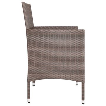 furnicato Gartenstuhl 4-tlg. und Hocker Set Poly Rattan Braun