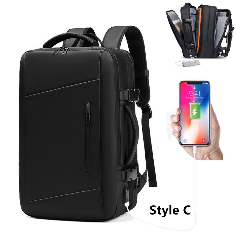 XDeer Reiserucksack 39L erweiterbarere Reiserucksack,Business-Laptop-Rucksack, (Set), wasserfester, diebstahlsicherer Laptop-Rucksack mit USB-Aufladung