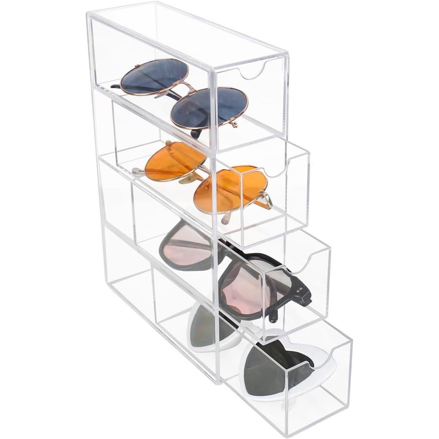 LuxusKollektion Brillenetui Brillenbox 4 Schubladen Transparent Acryl