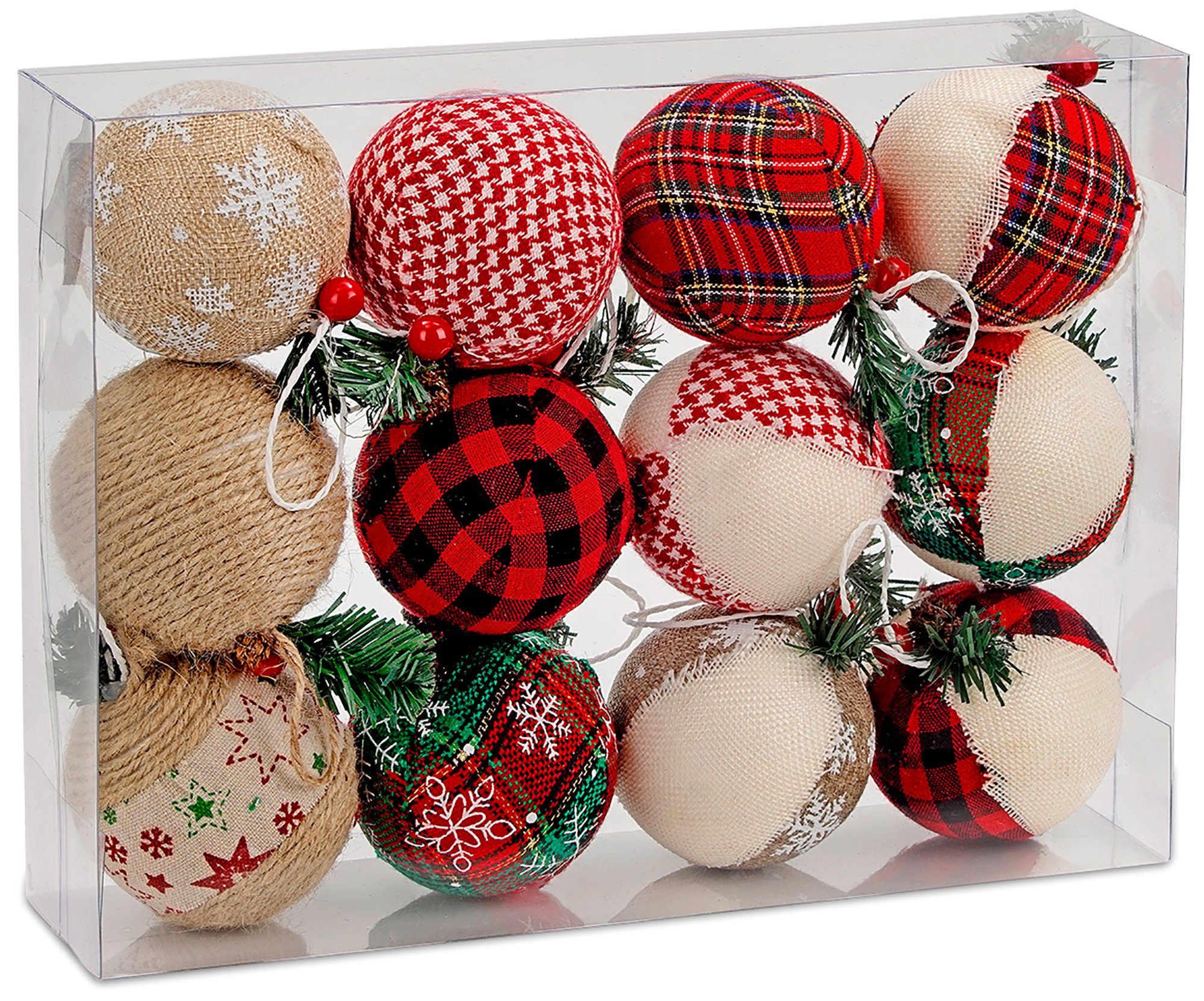 BRUBAKER Weihnachtsbaumkugel Christbaumkugel Set aus Jute (12 St), Baumkuge günstig online kaufen